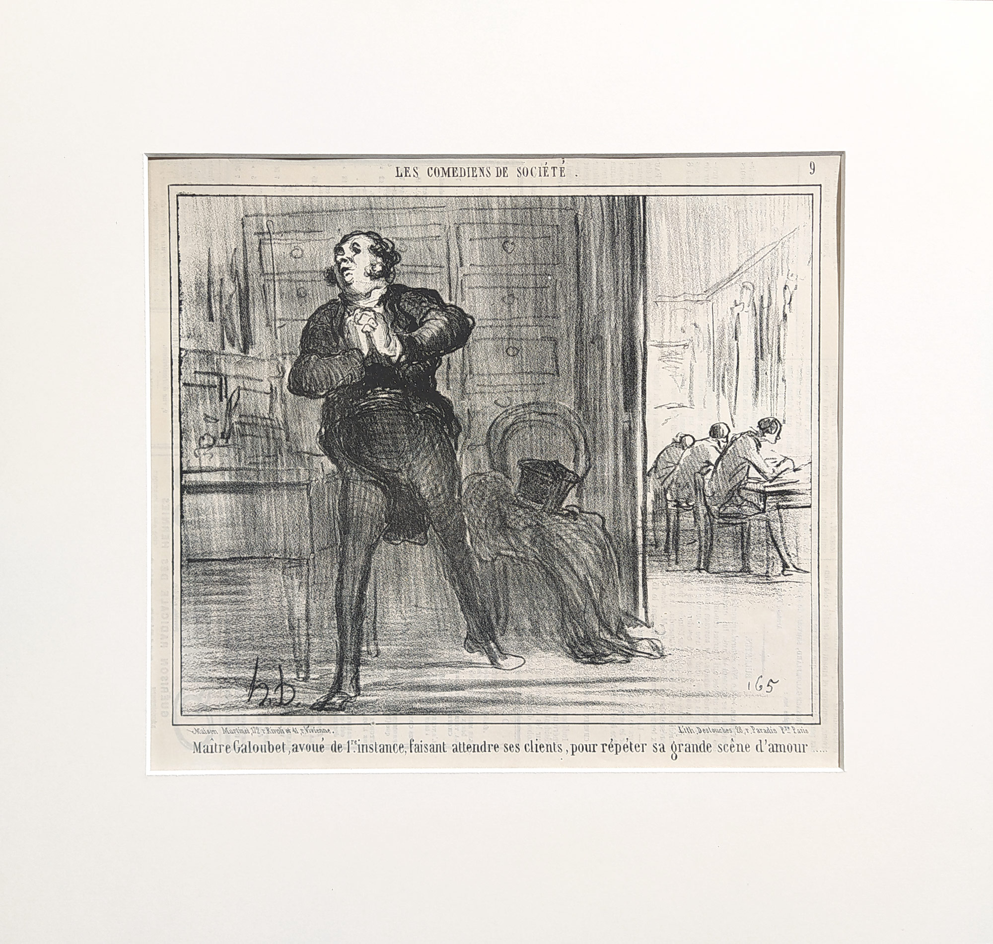 Daumier Honoré – Advokát Galoubet, Le Charivari, původní litografie, 1858