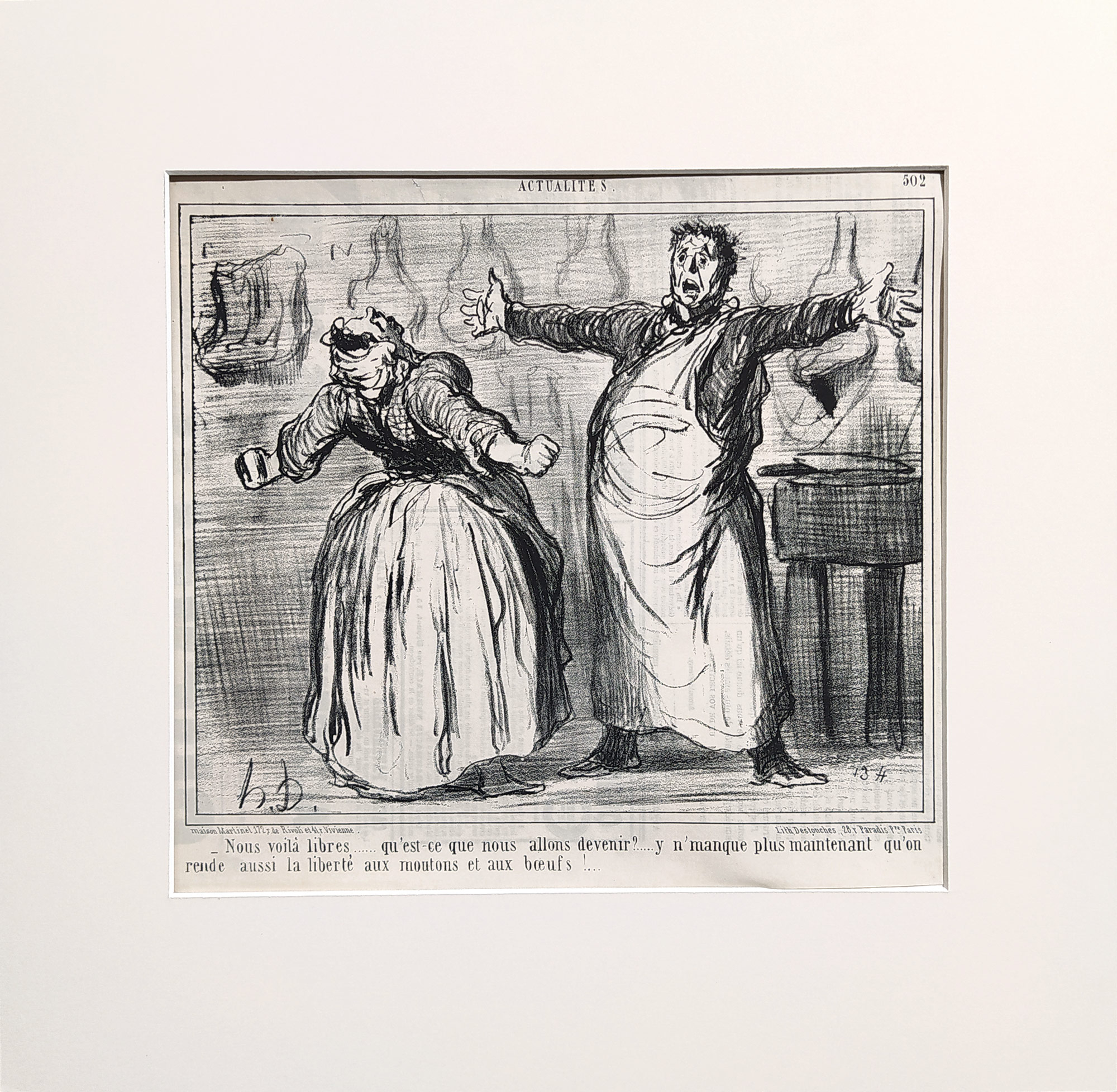 Daumier Honoré – Jsme svobodní, co s námi bude dál?, Actualités, původní litografie, 1858