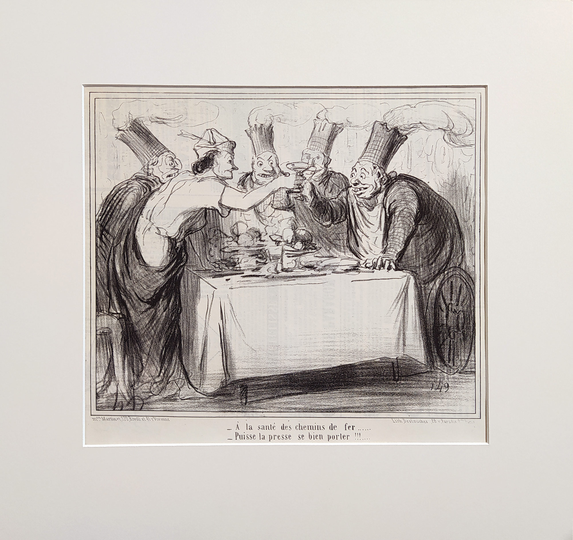 Daumier Honoré – V restauraci bratří Provence, z Actualités, původní litografie, Plate 490, 1858