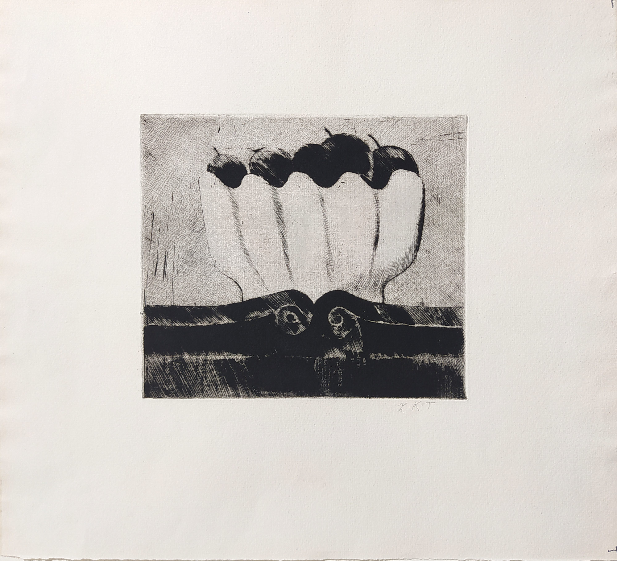 Kabátová-Táborská Zdena – Zátiší s jablky, původní lept, nedatováno