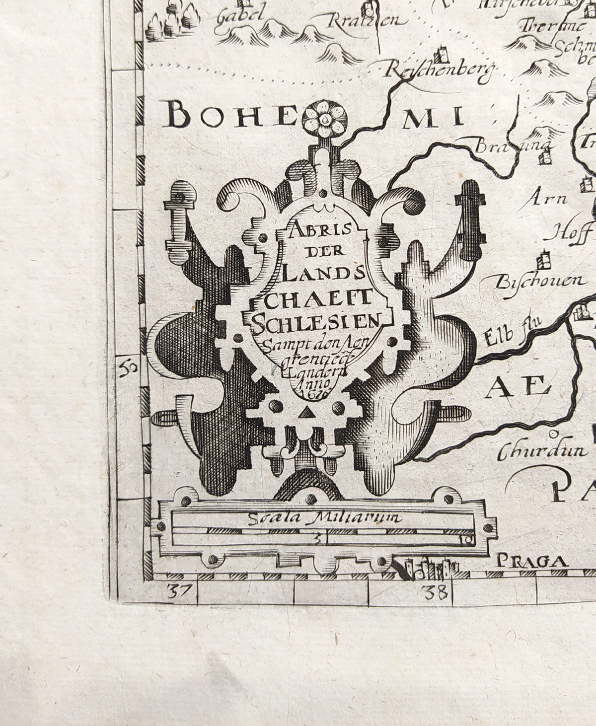 Liberecký, Královéhradecký, Olomoucký, Moravskoslezský kraj a Slezsko – Th. Schönwetter, mědiryt, 1627