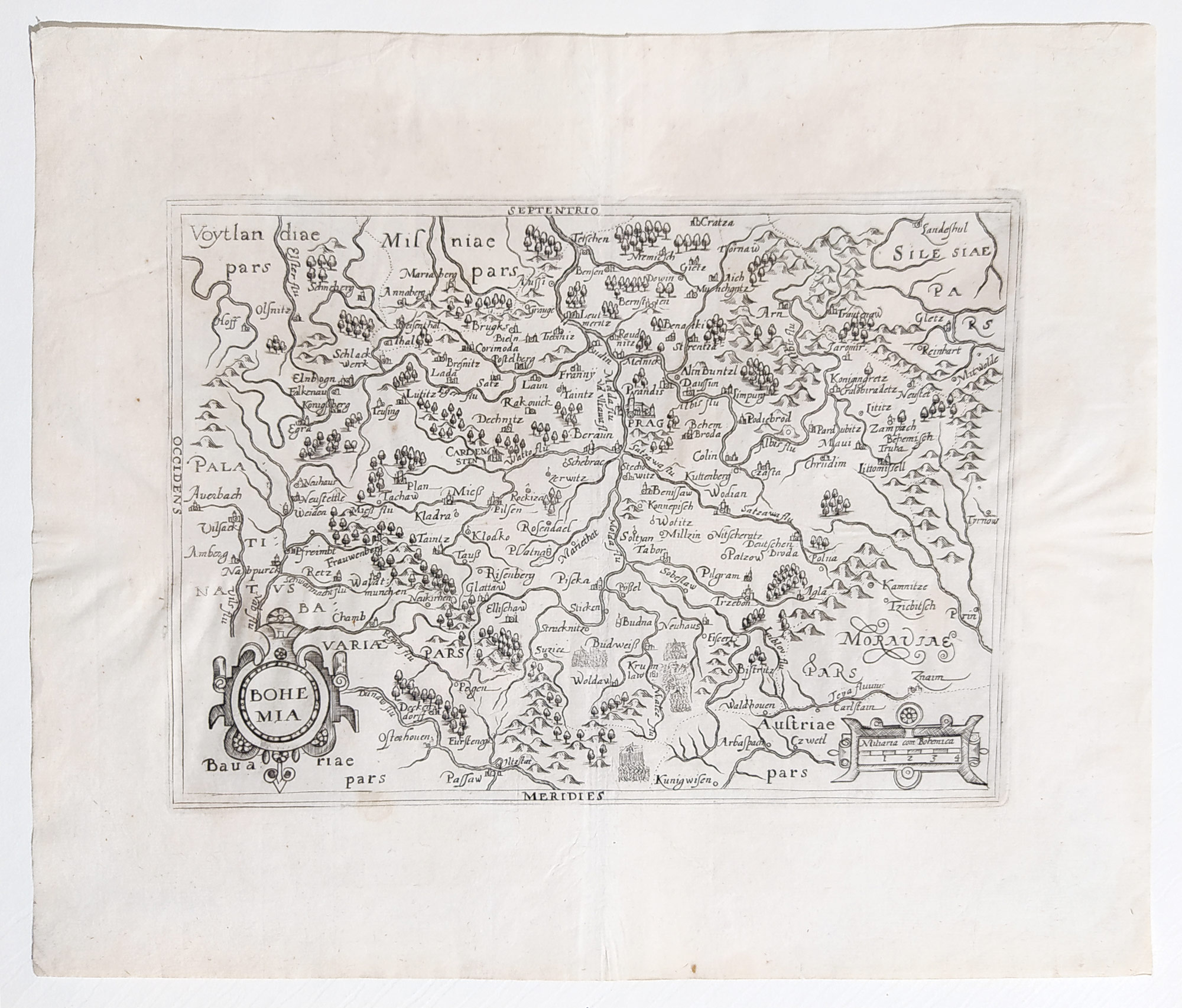 Čechy – Johannes Matalius Metellus, původní mědiryt, 1598