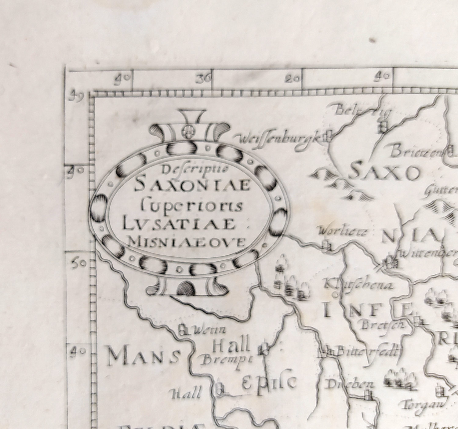 Sasko, Čechy a Lužice – David Custos, původní mědiryt, 1627