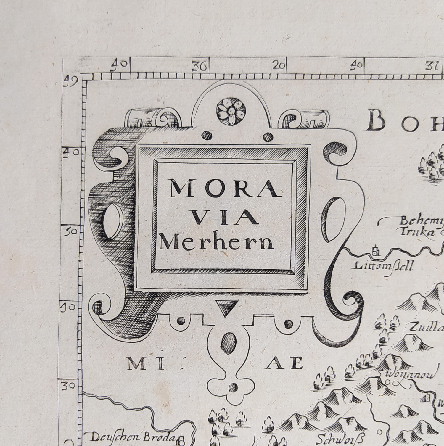 Morava – David Custos, původní mědiryt, 1627