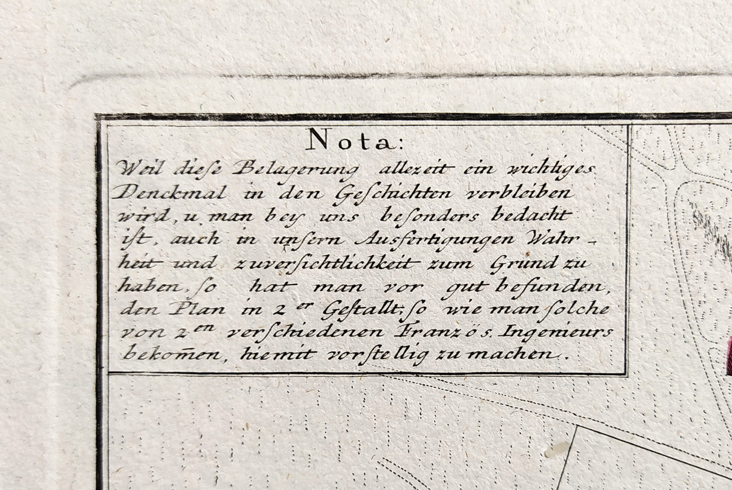 Praha – plán opevnění města 1742, Homannovi dědicové, staře kolorovaný původní mědiryt, 1743