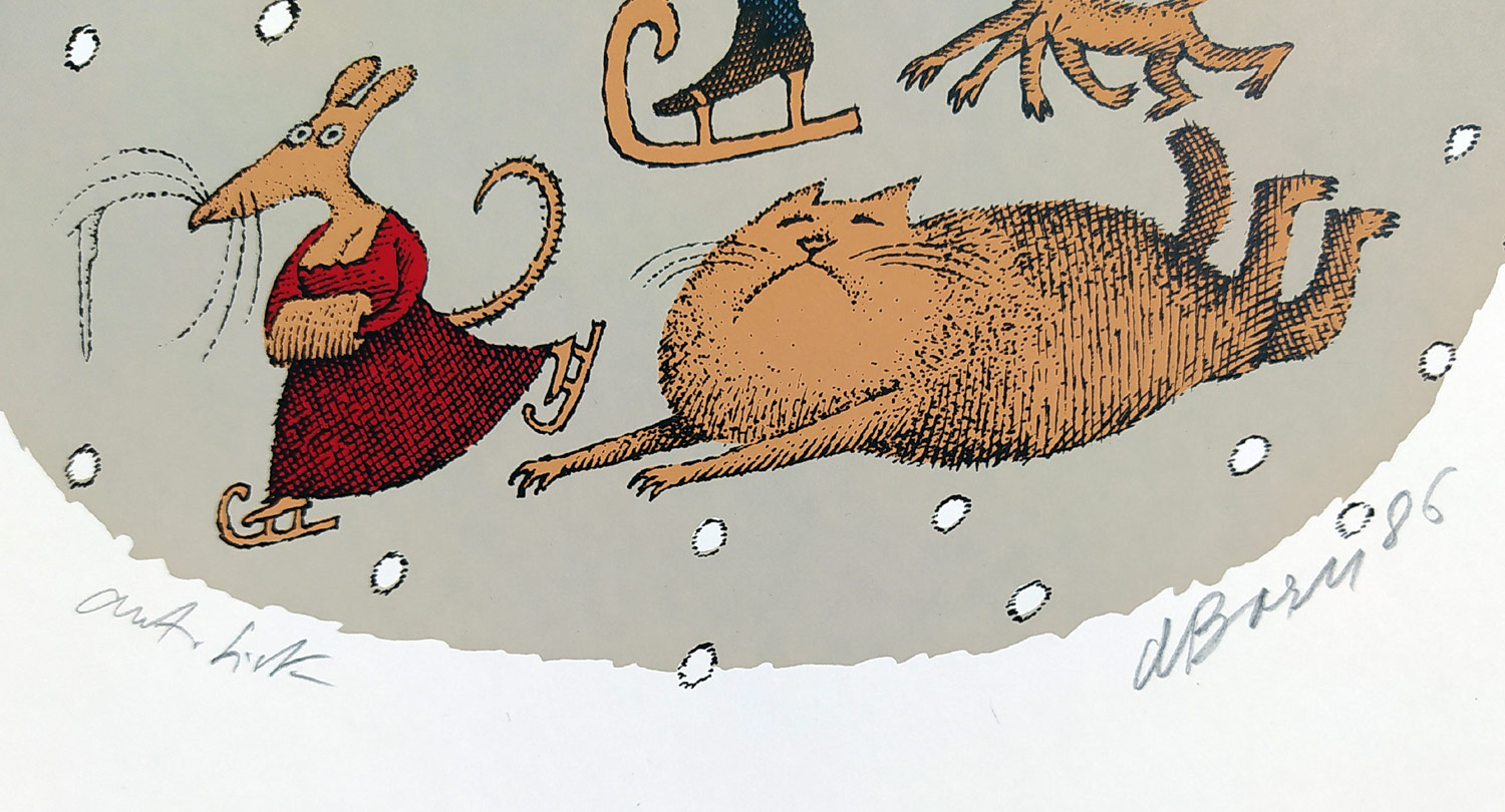 Born Adolf – Rembrandt Harmenszoon van Rijn, signovaná barevná serigrafie, autorský tisk, 1986