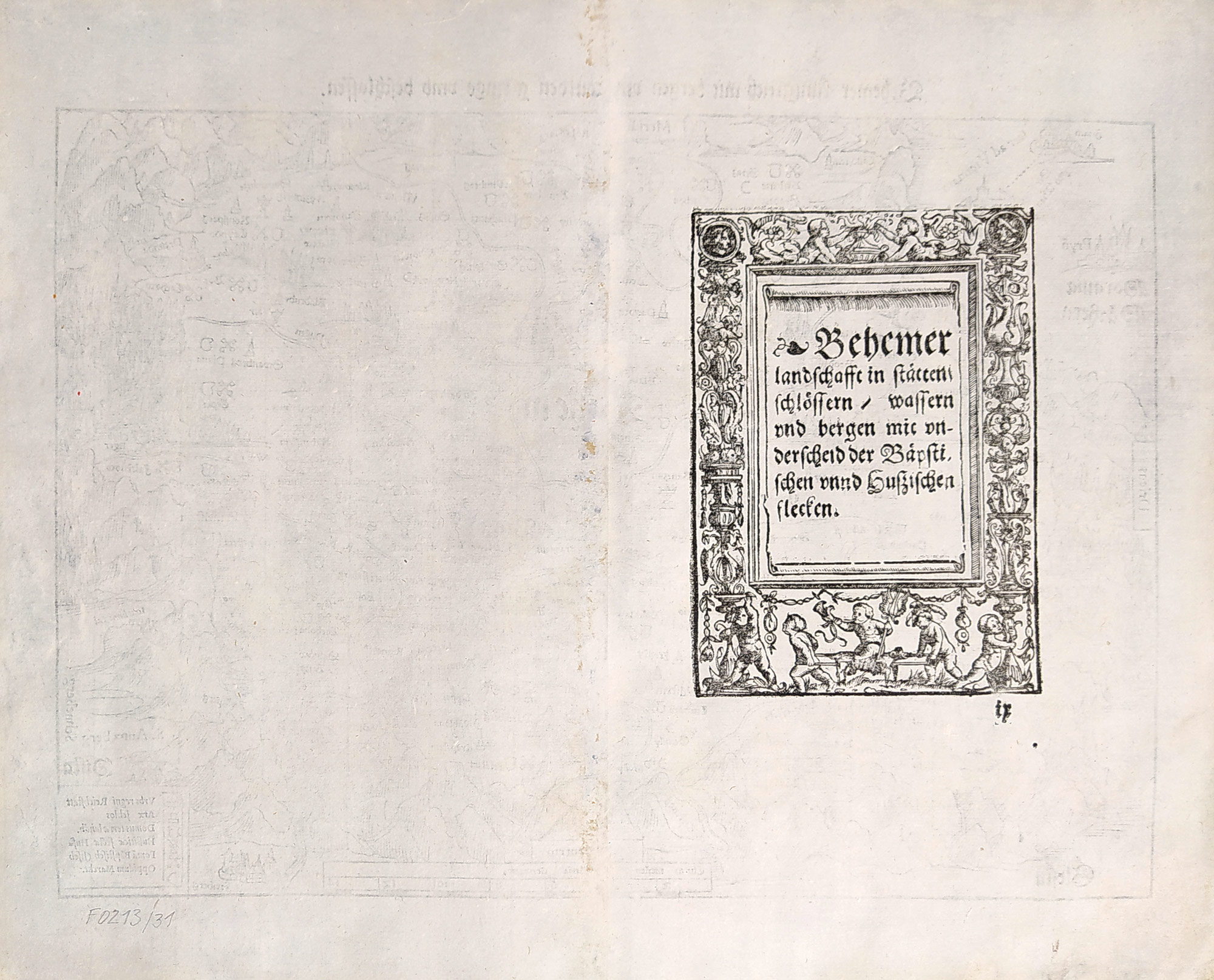 Čechy – Sebastian Münster, Cosmographia, původní dřevořez, 1574