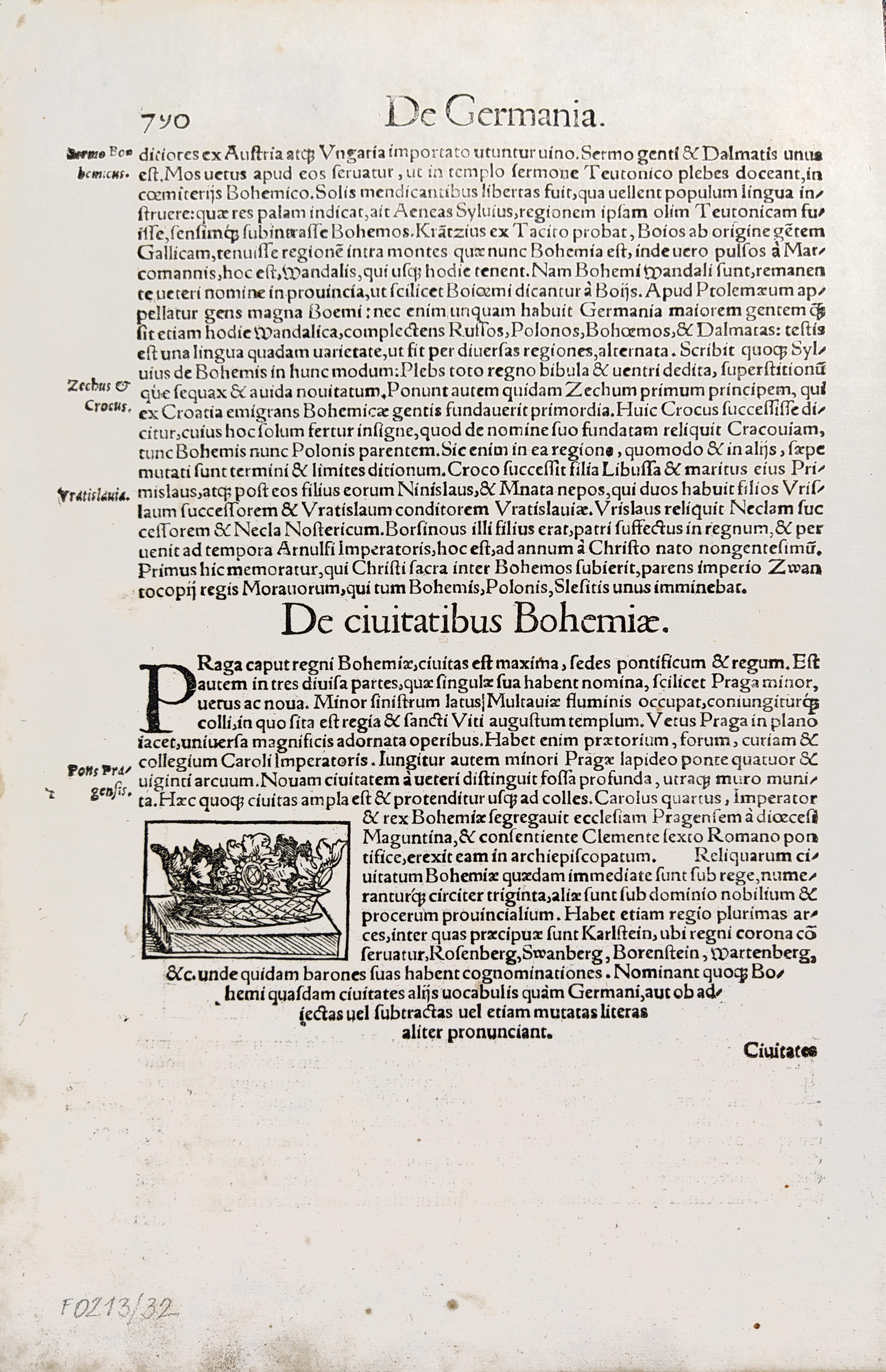 Čechy – Sebastian Münster, Cosmographia, latinské vydání, původní dřevořez, 1572