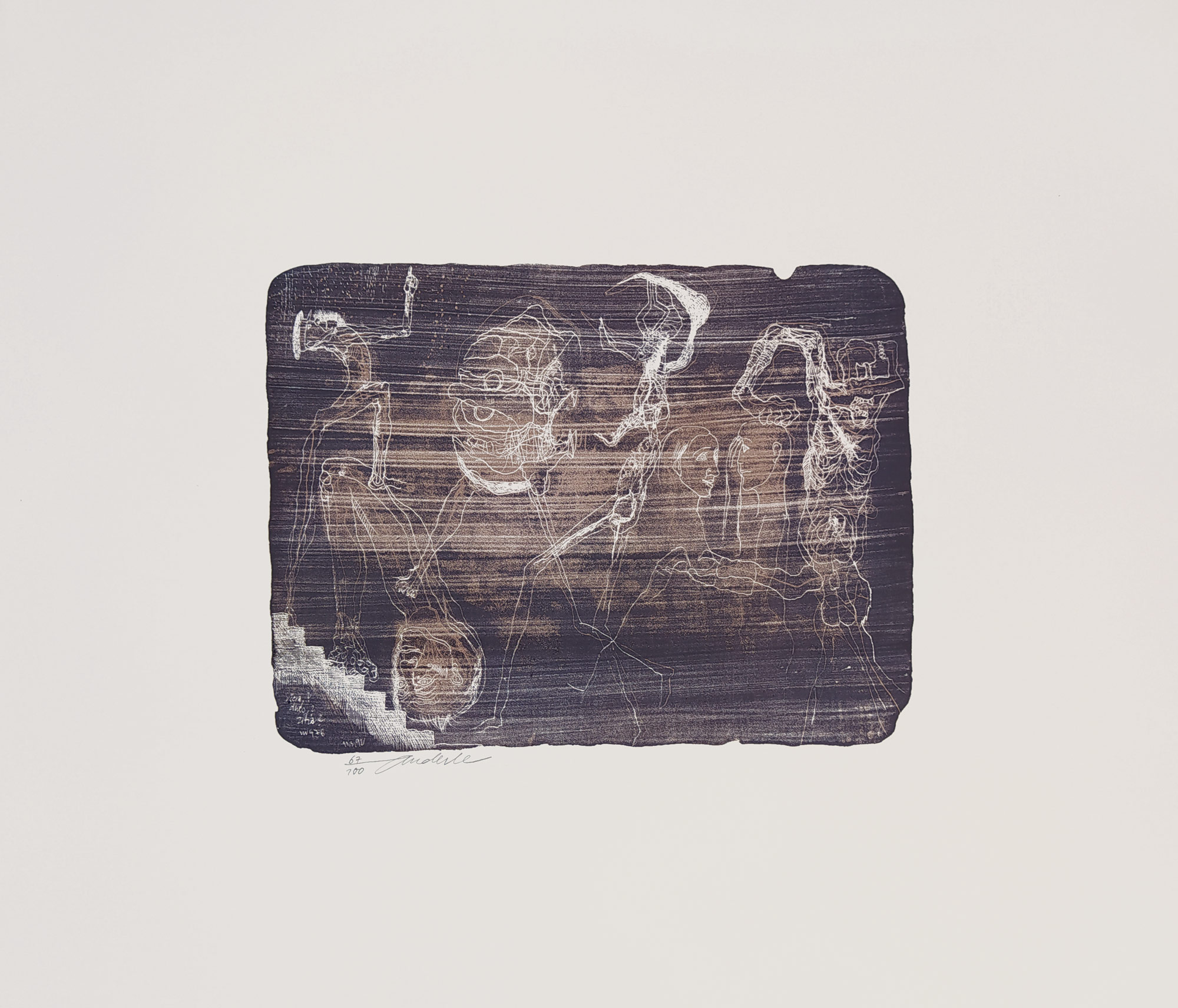 Anderle Jiří – Včera? Dnes? Zítra?, původní barevná litografie, číslováno 67/100, 1992