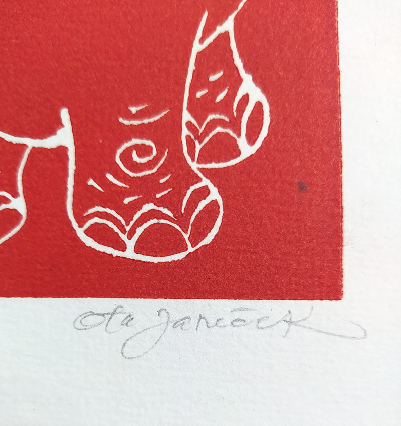 Janeček Ota – PF 1976, původní linoryt, číslováno 5/5, 1975