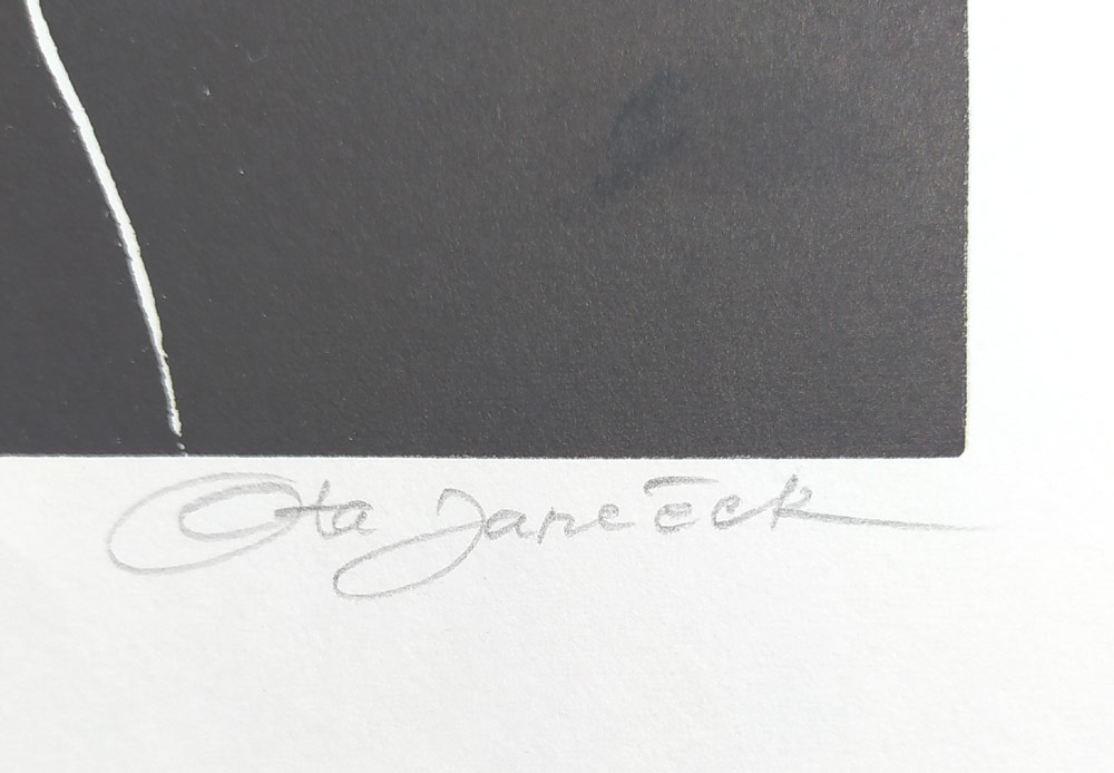 Janeček Ota – Dívčí akt, původní linoryt, nedatováno