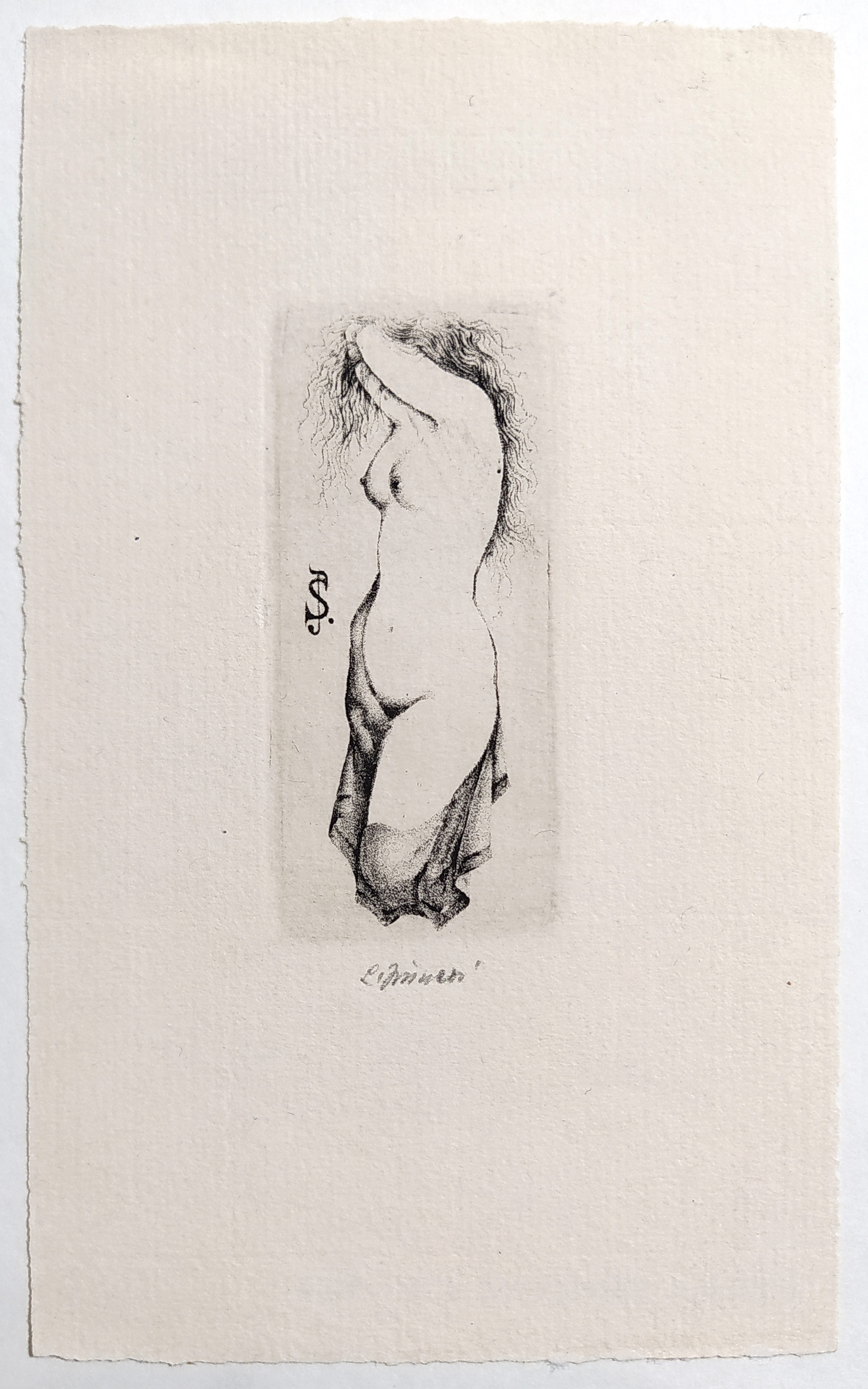 Jiřincová Ludmila – Dívčí akt J. S., původní zrnkový lept, 1976