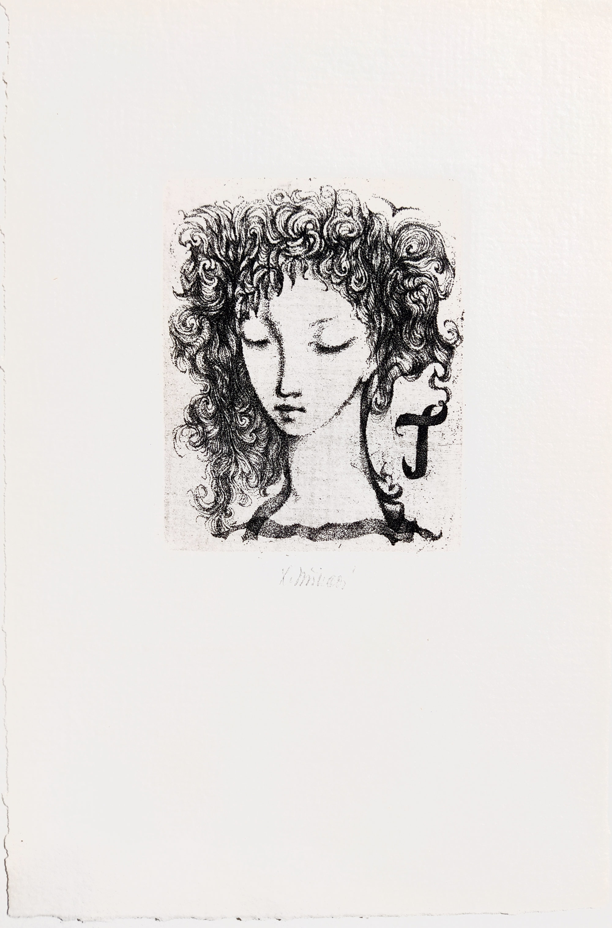 Jiřincová Ludmila – Ex libris J., původní zrnkový lept, nedatováno
