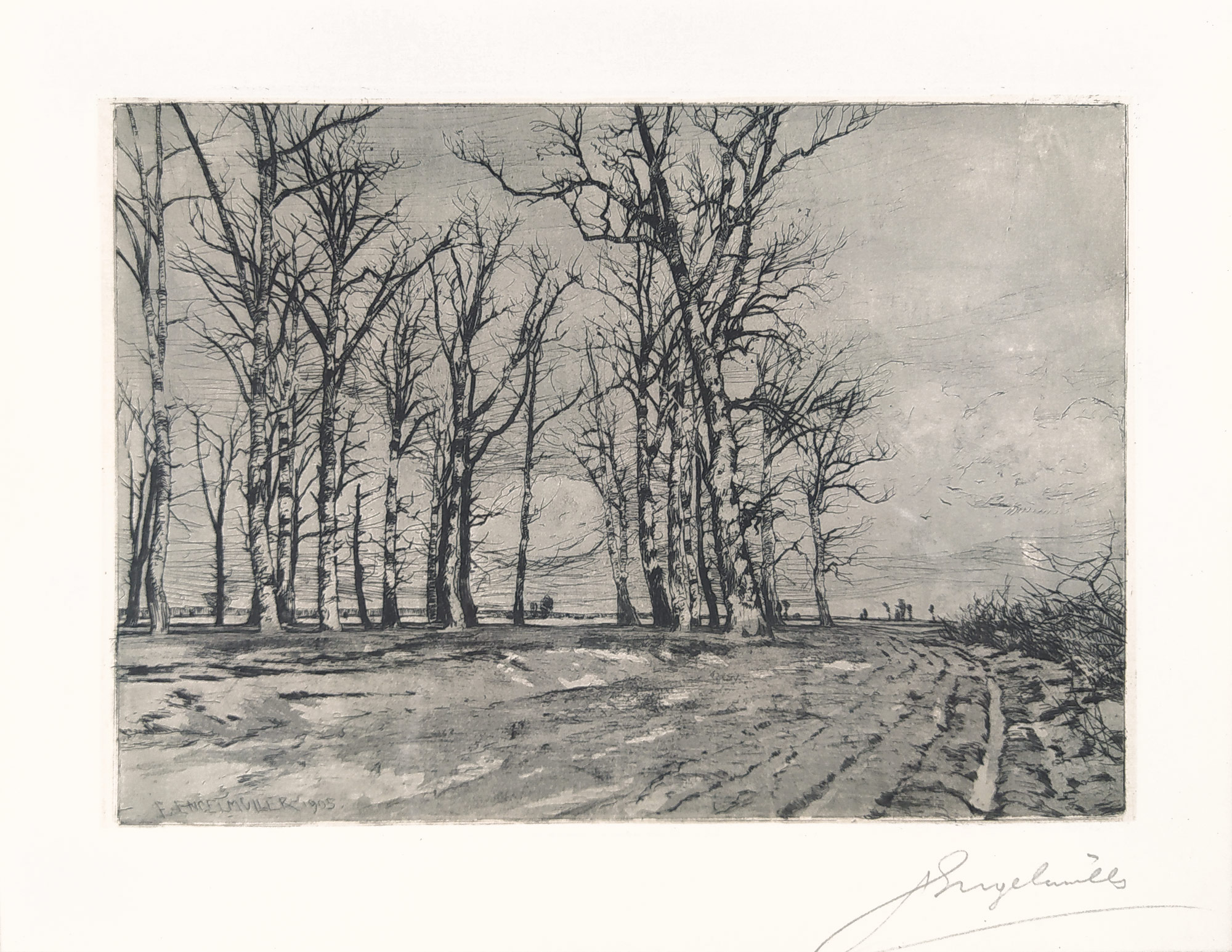 Engelmüller Ferdinand František – Předjaří, původní lept, 1905