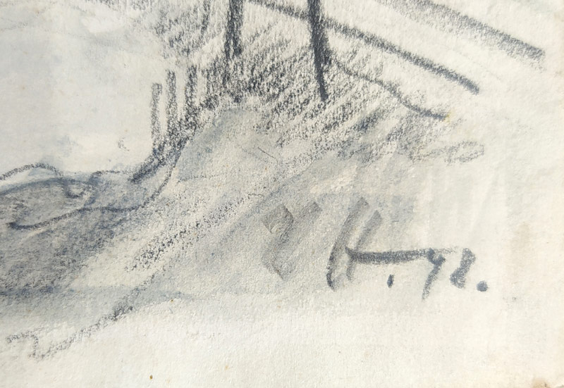 Hýsek Josef – Praha, Viadukt v Prokopském údolí, studie k obrazu, kresba tužkou, 1948