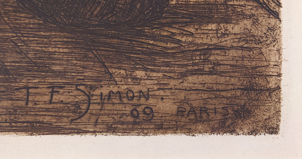 Šimon František Tavík – Loď s melouny, Benátky, původní rozměrný lept, 1909