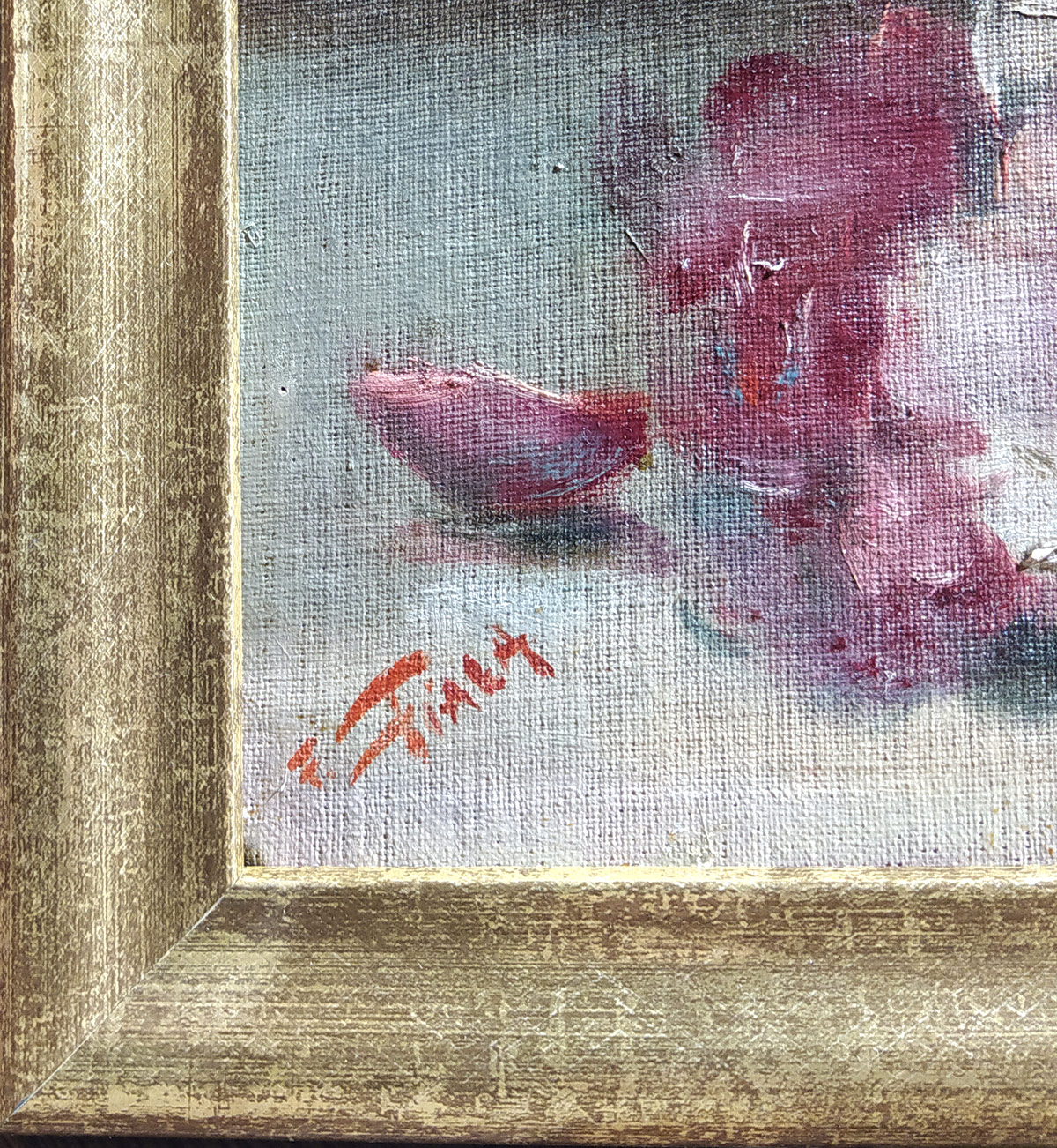 Fiala František – Pivoňky, původní olejomalba na kartonu, ca 1930