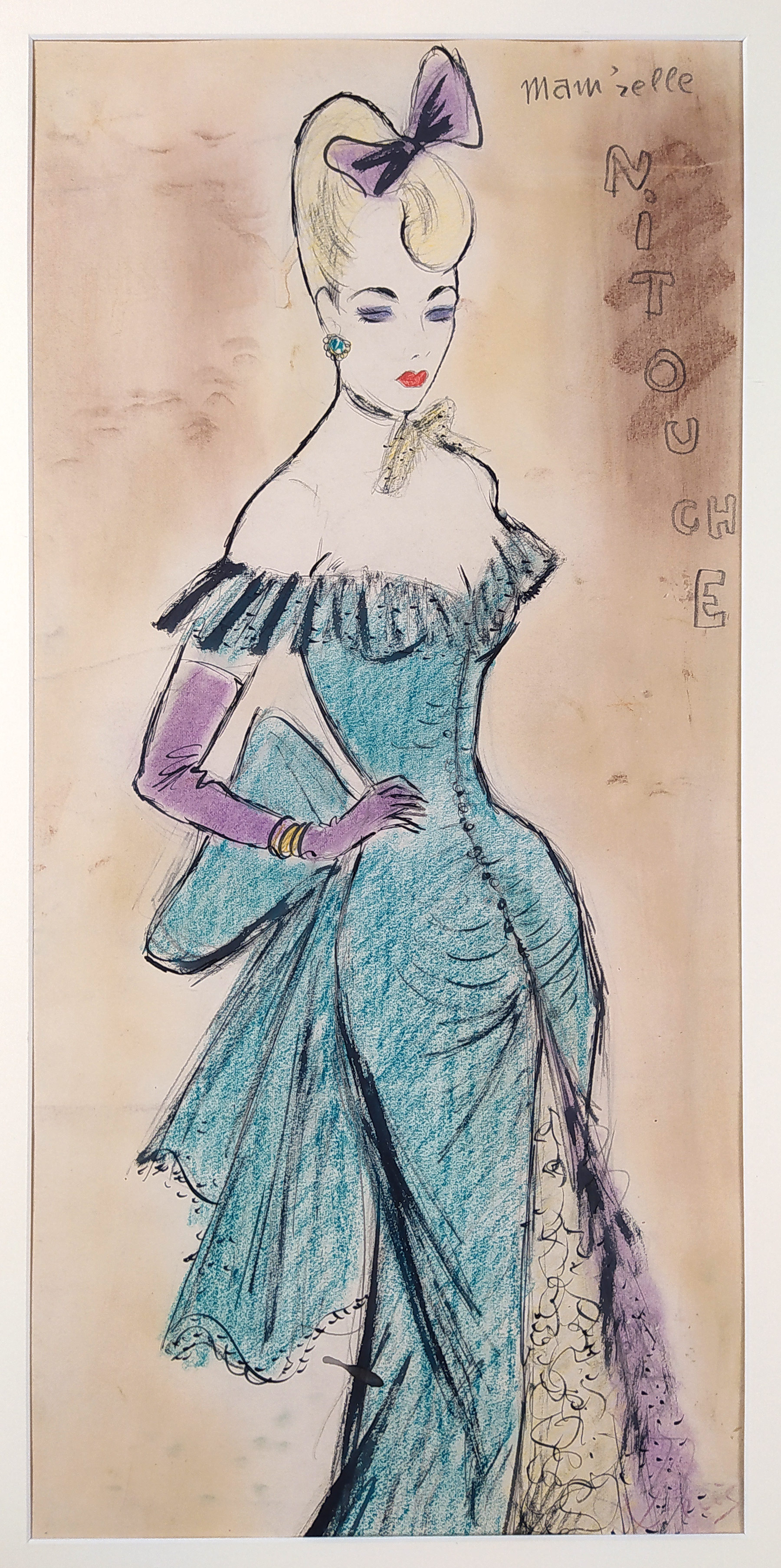 Veris Jaroslav / Zamazal – Corinna, primadona z operety Mam'zelle Nitouche, malba, komb. technika, 1938