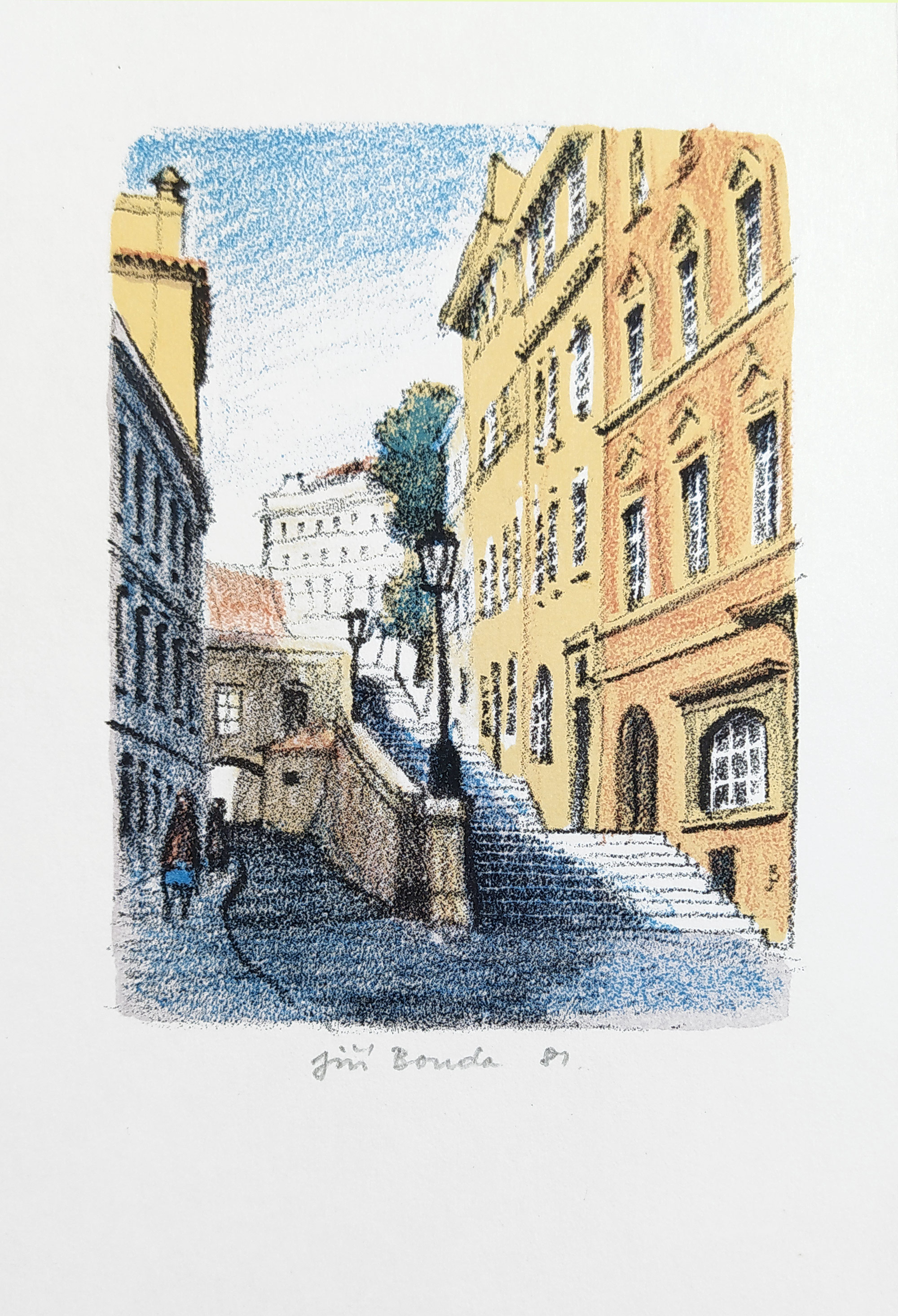 Bouda Jiří – Praha, PF 1982 Ludmila Bočková, původní barevná litografie, 1981
