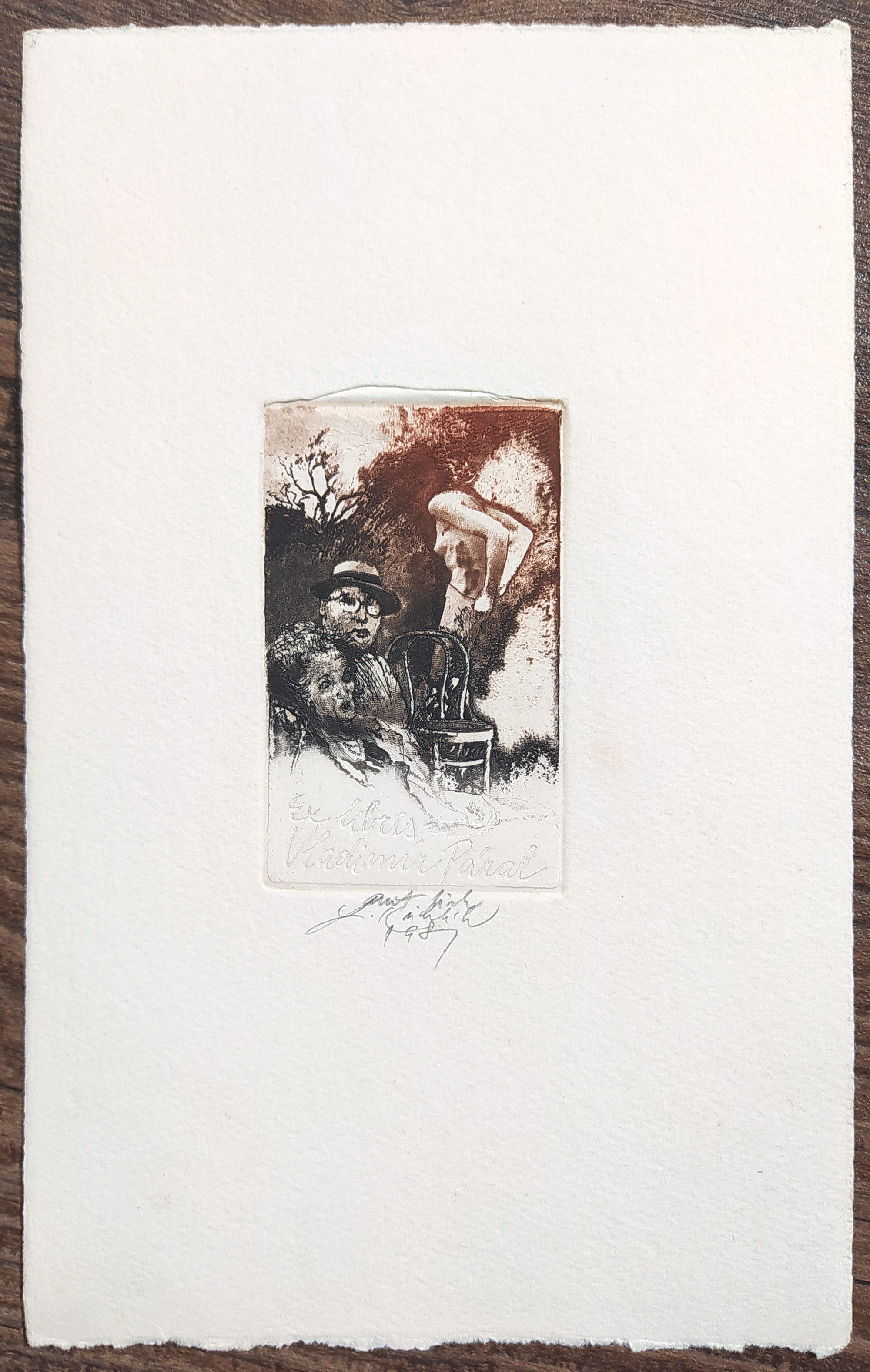 Kuklík Ladislav – Ex libris Vladimír Páral, barevný lept, 1981