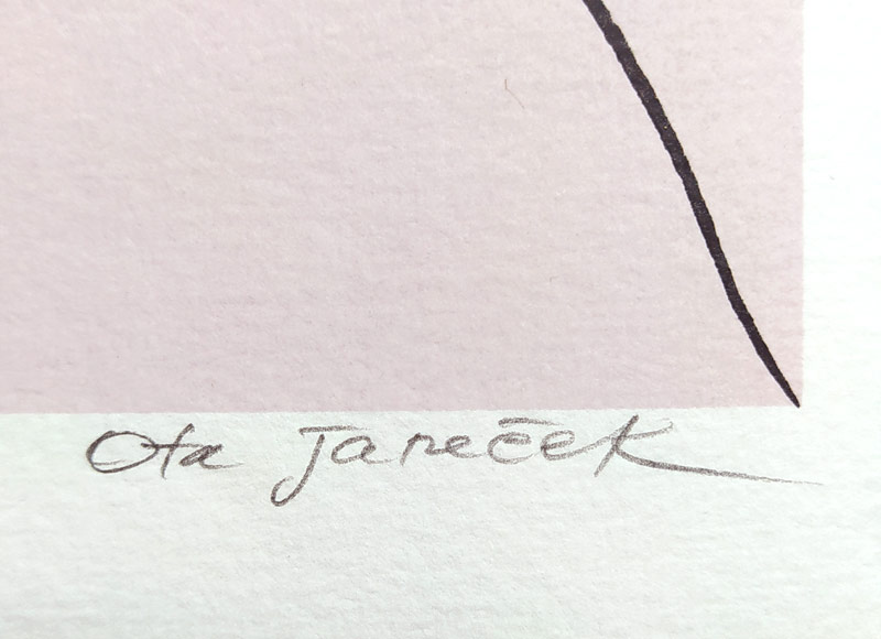 Janeček Ota – Vzpomínka na Jaroslava Seiferta, signovaný původní linoryt, 1986
