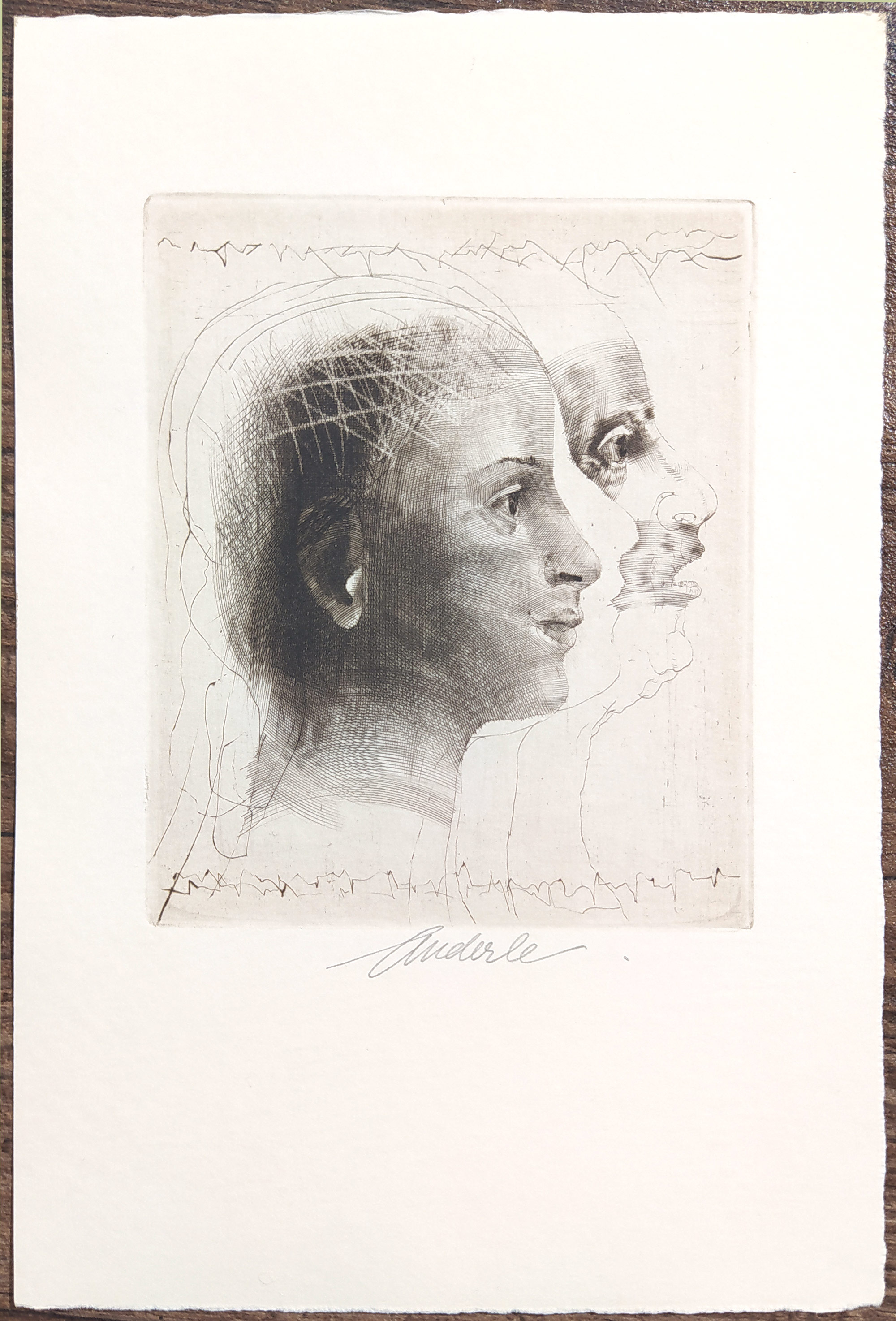 Anderle Jiří – Bez názvu, signovaná suchá jehla, 1983