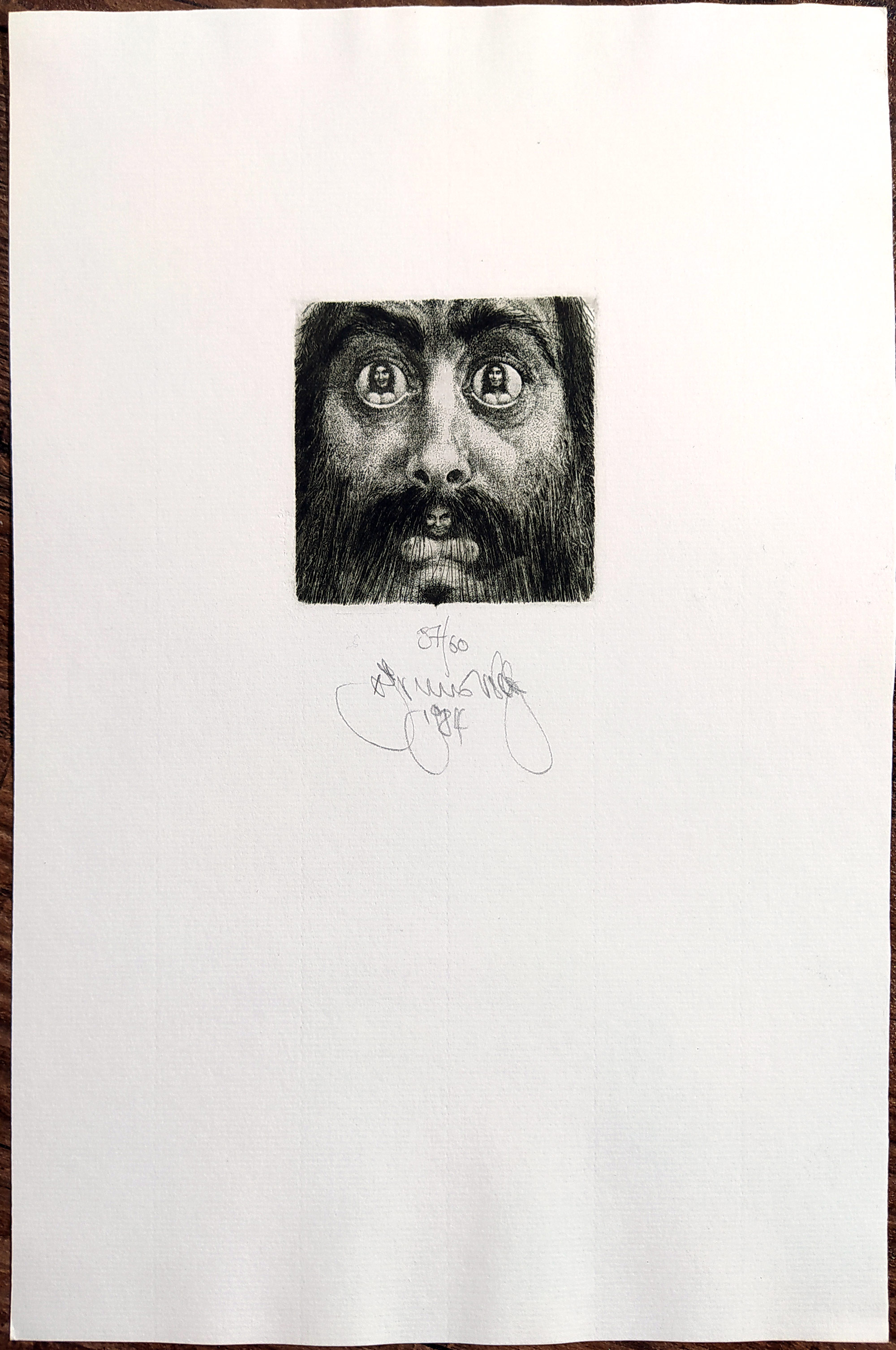 Brunovský Albín – Pour Feliciter 1984, Novoročenka, původní lept, číslováno 87/60, 1983