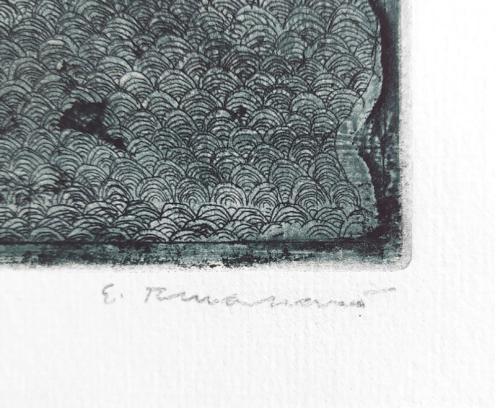 Tomanová Emilie – Loďka, monochromatický lept, nedatováno