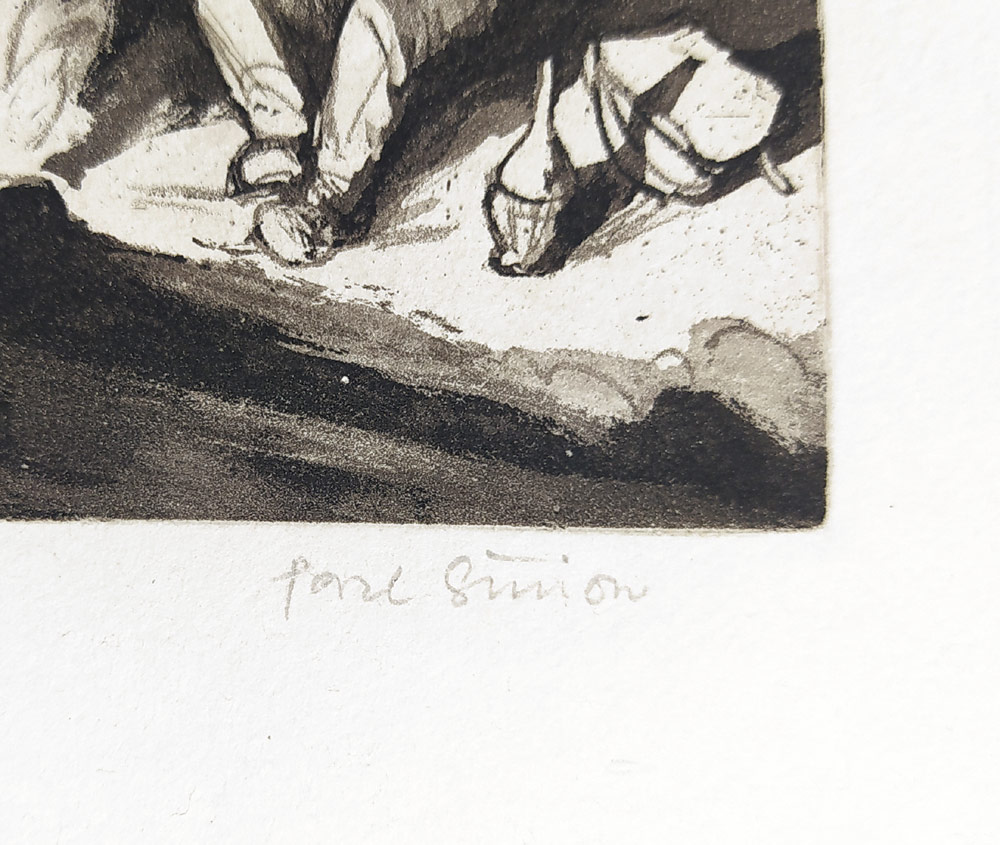 Šimon Pavel – Don Quijote a Sancho Panza, původní lept s akvatintou, nedatováno