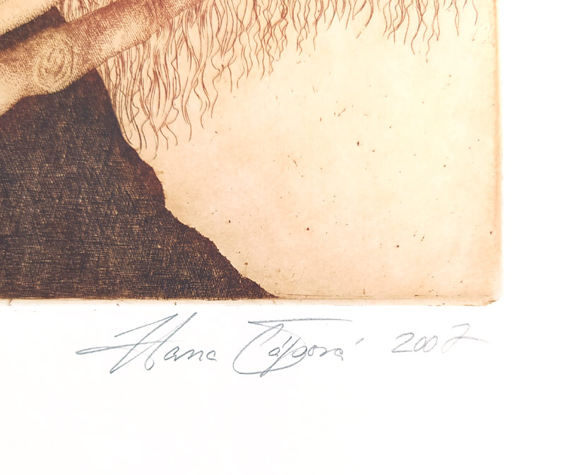 Čápová Hana – Tajemství úsměvu, barevný lept, autorský tisk, 2007
