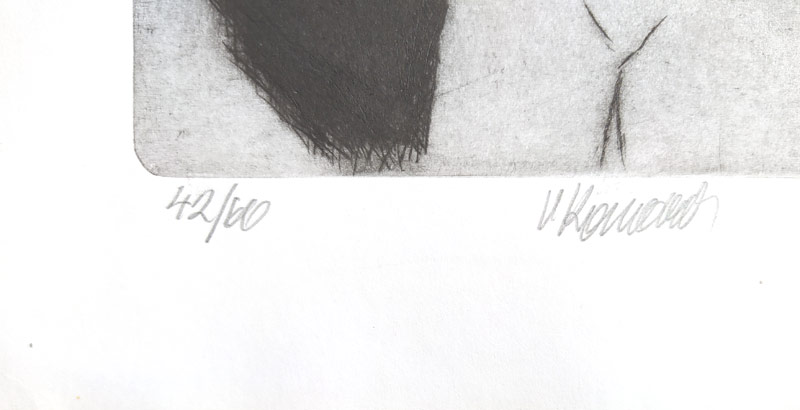 Komárek Vladimír – Dívka a pták, původní lept, nedatováno