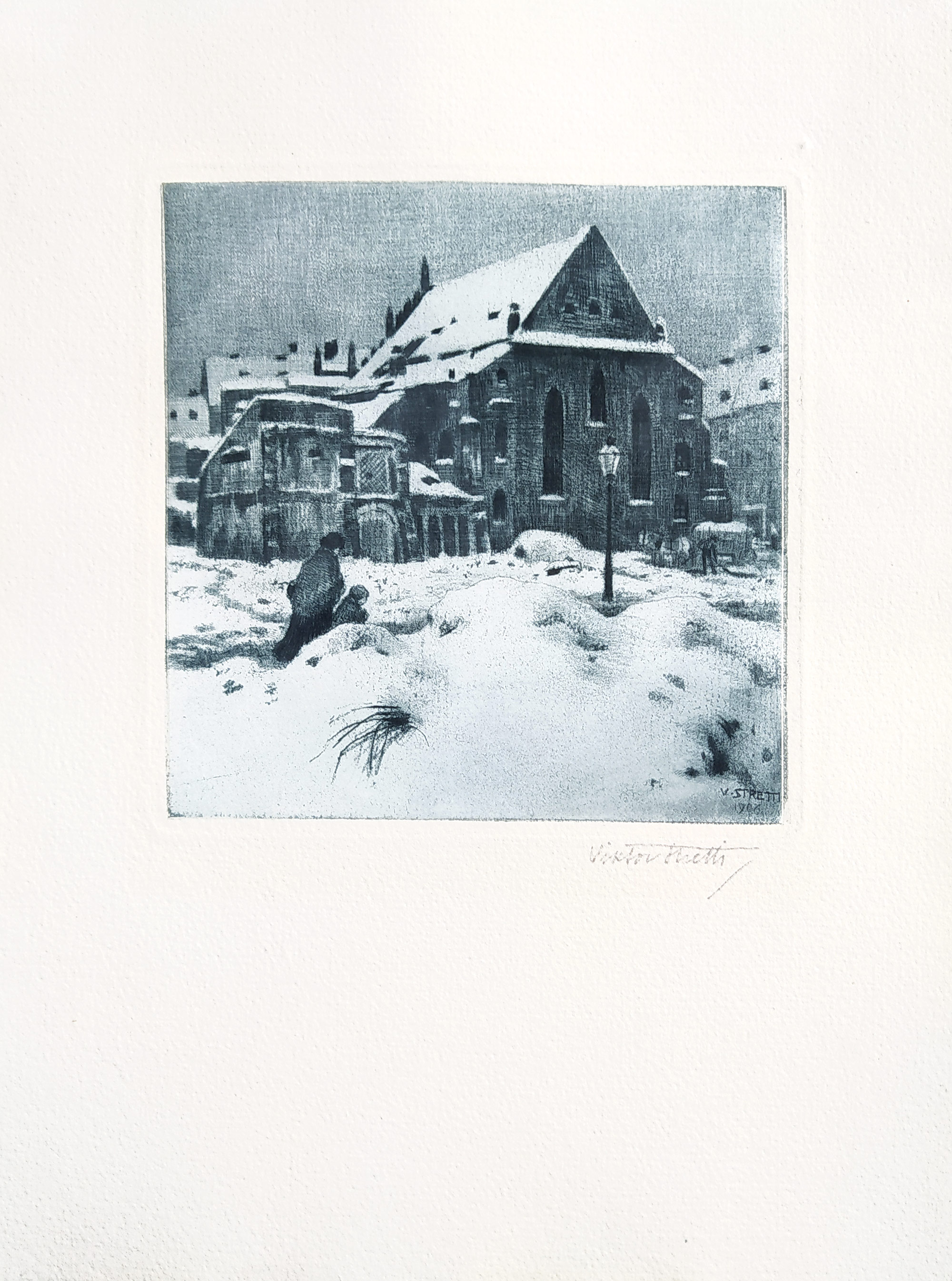 Stretti Viktor – Praha, Staronová synagoga, původní lept, 1906