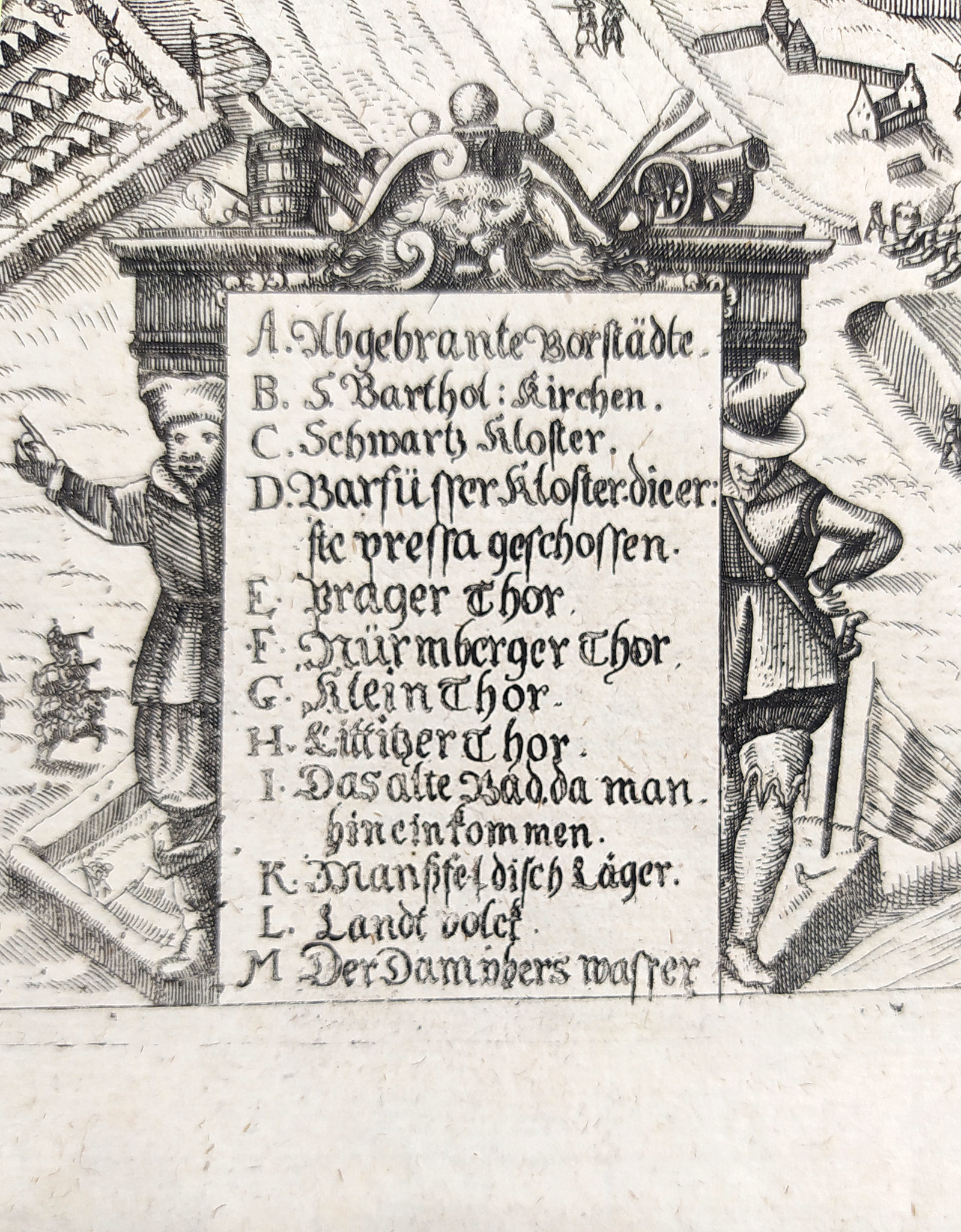 Plzeň – Dobývání Plzně stavovskými vojsky v čele s P. Arnoštem II. Mansfeldem, G. Keller, mědiryt, (1619) 1627