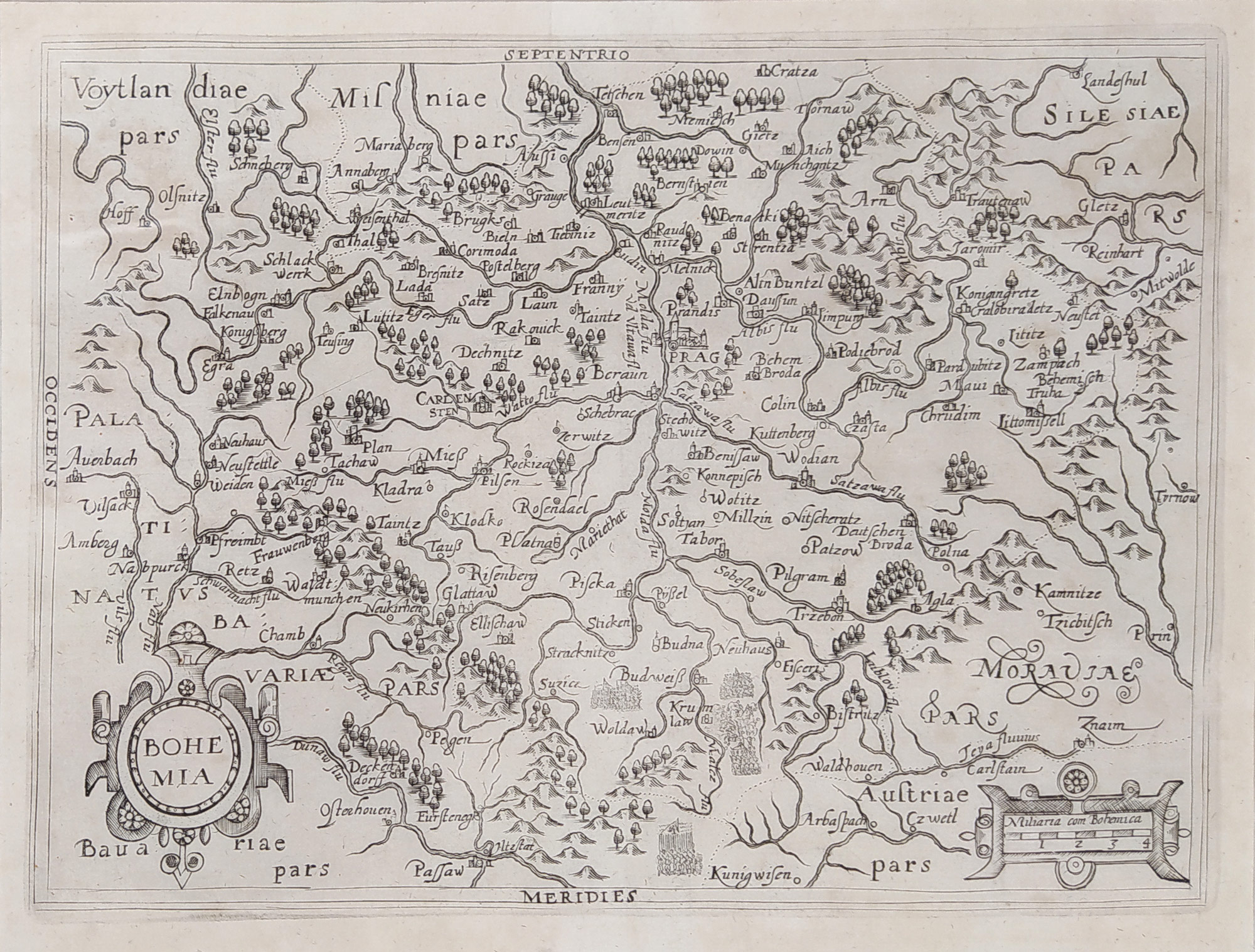 Čechy – Johannes Matalius Metellus, původní mědiryt, 1598