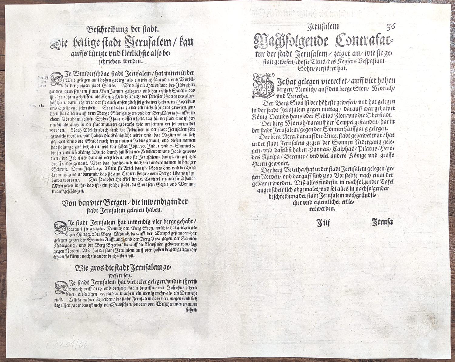 Svatá země – Jerusalem die heilige vierecete Stadt, Heinrich Bünting, původní dřevořez, Basilej, 1600