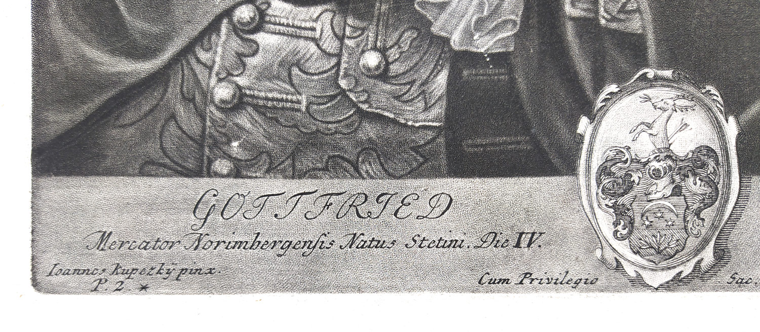 Vogel Bernhard – Gottfried Schadeloock, portrét podle Jana Kupeckého, původní mezzotinta, 1735
