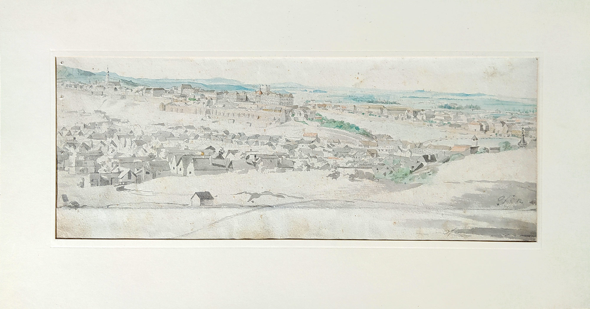 Buda – Budapešť, Ofen, malba akvarelem, ca 1860