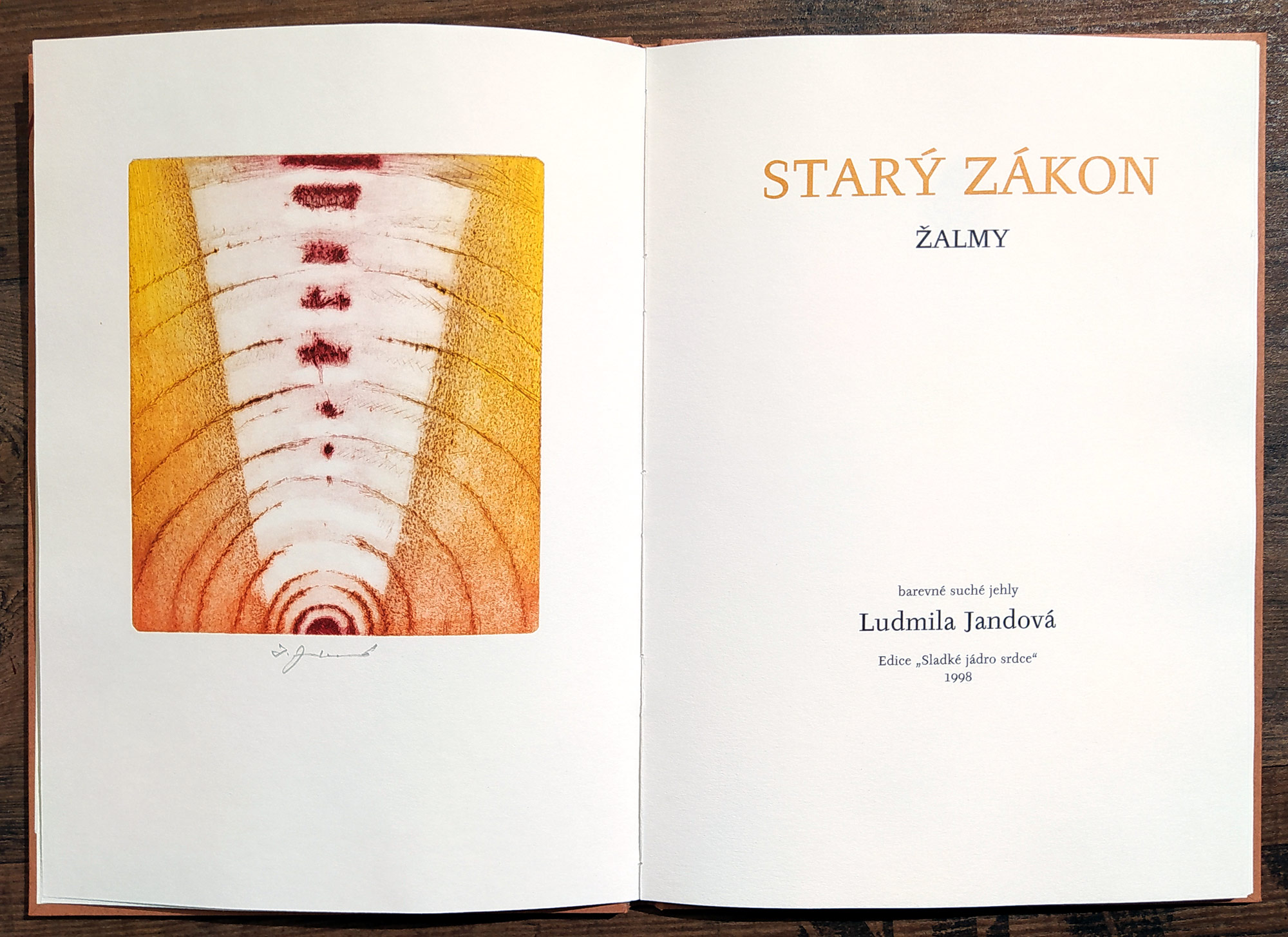 Jandová Ludmila – Starý zákon, Žalmy (výběr), šest barevných suchých jehel, autorský tisk, 1998
