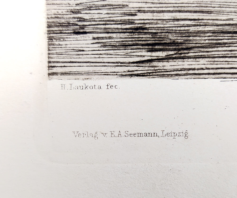 Laukotová Hermína – Im Tempel zu Sais, původní lept, ca 1880