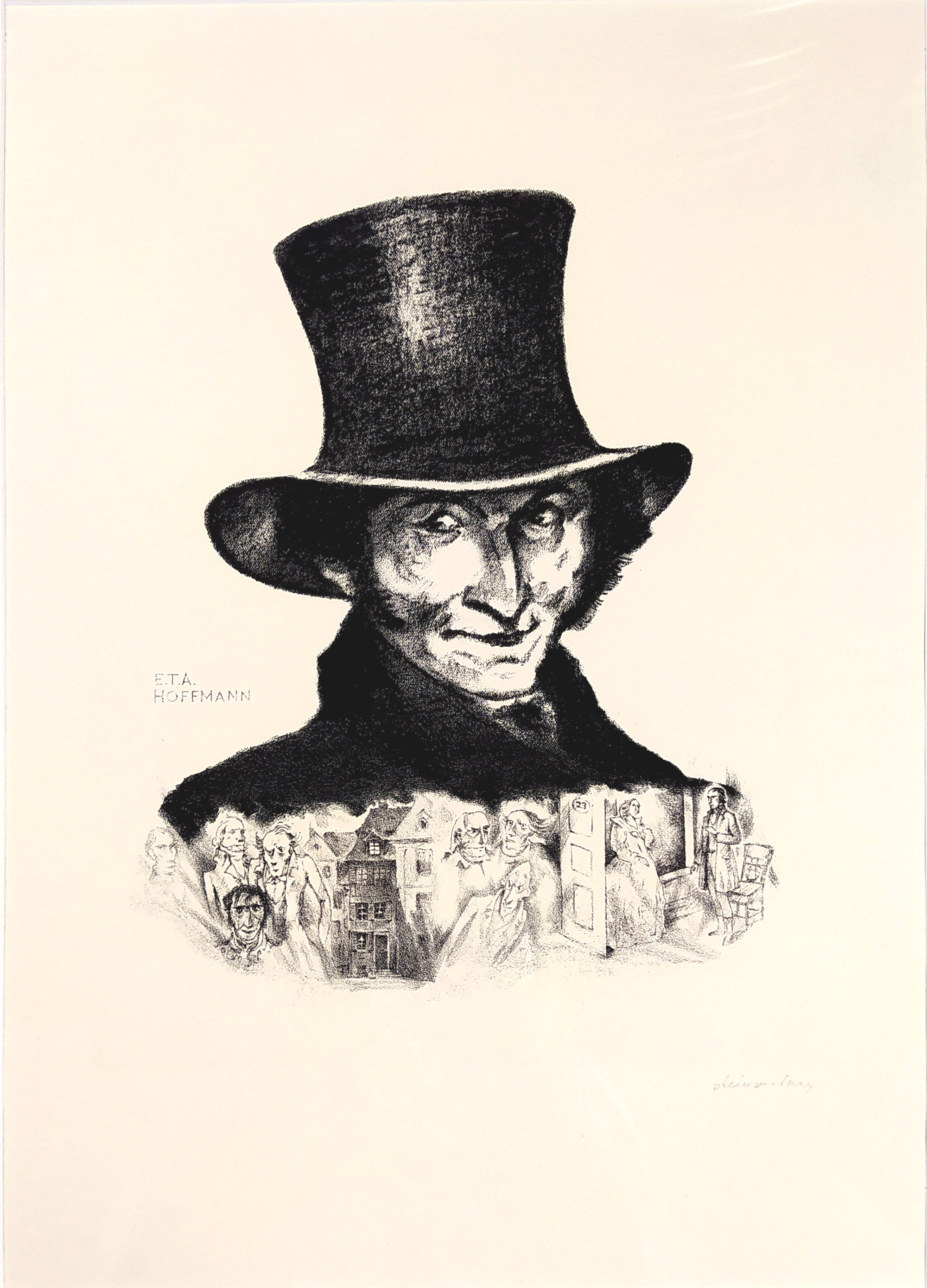 Steiner-Prag Hugo – Velký portrét E. T. A. Hoffmanna, původní litografie, 1920