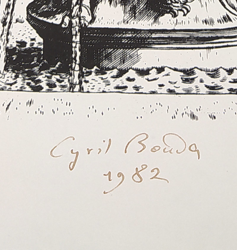 Bouda Cyril – Zpívající fontána, původní mědiryt, 1982