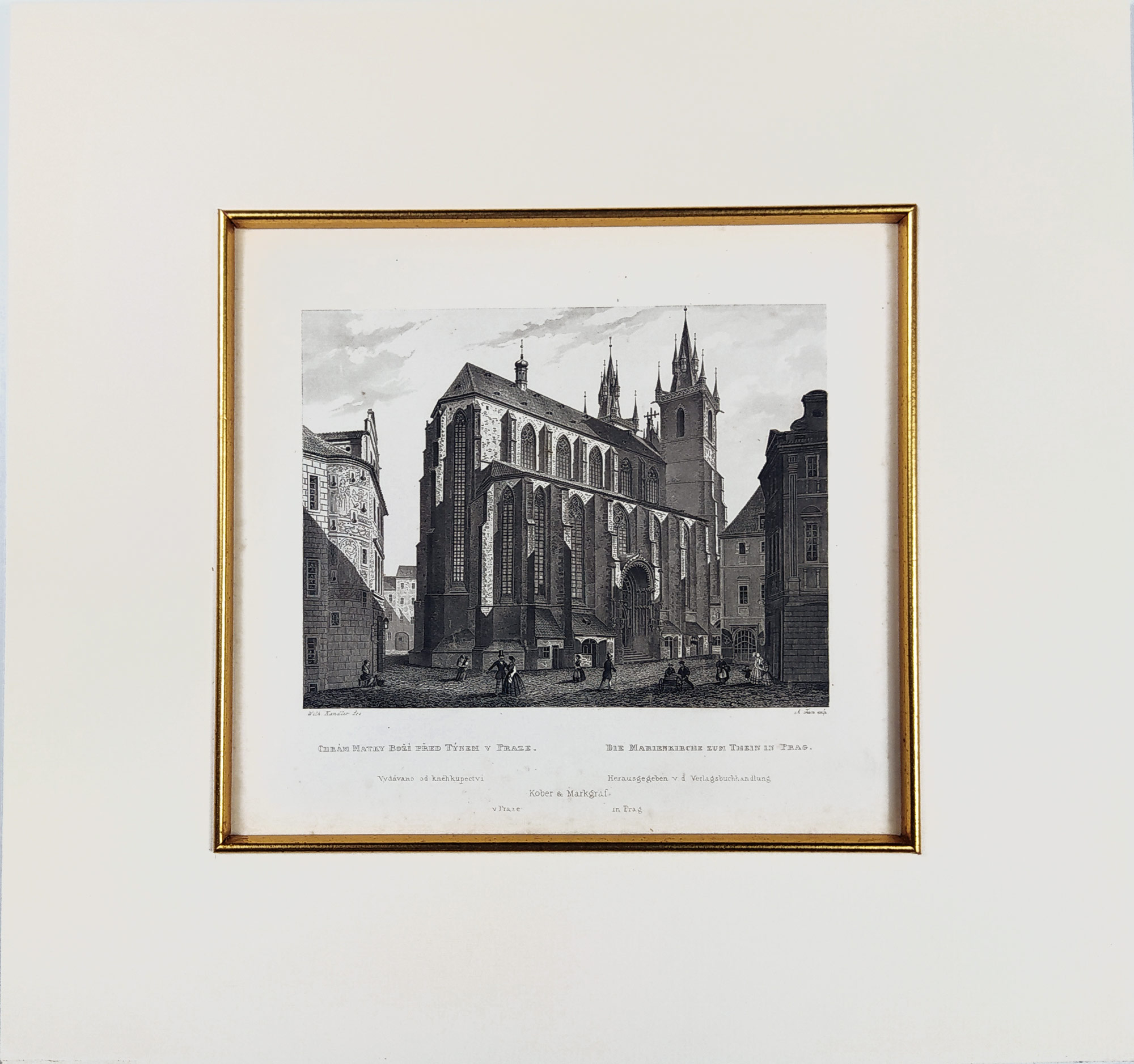 Praha – Chrám Matky Boží před Týnem, A. Fesca, W. Kandler, původní oceloryt, 1860