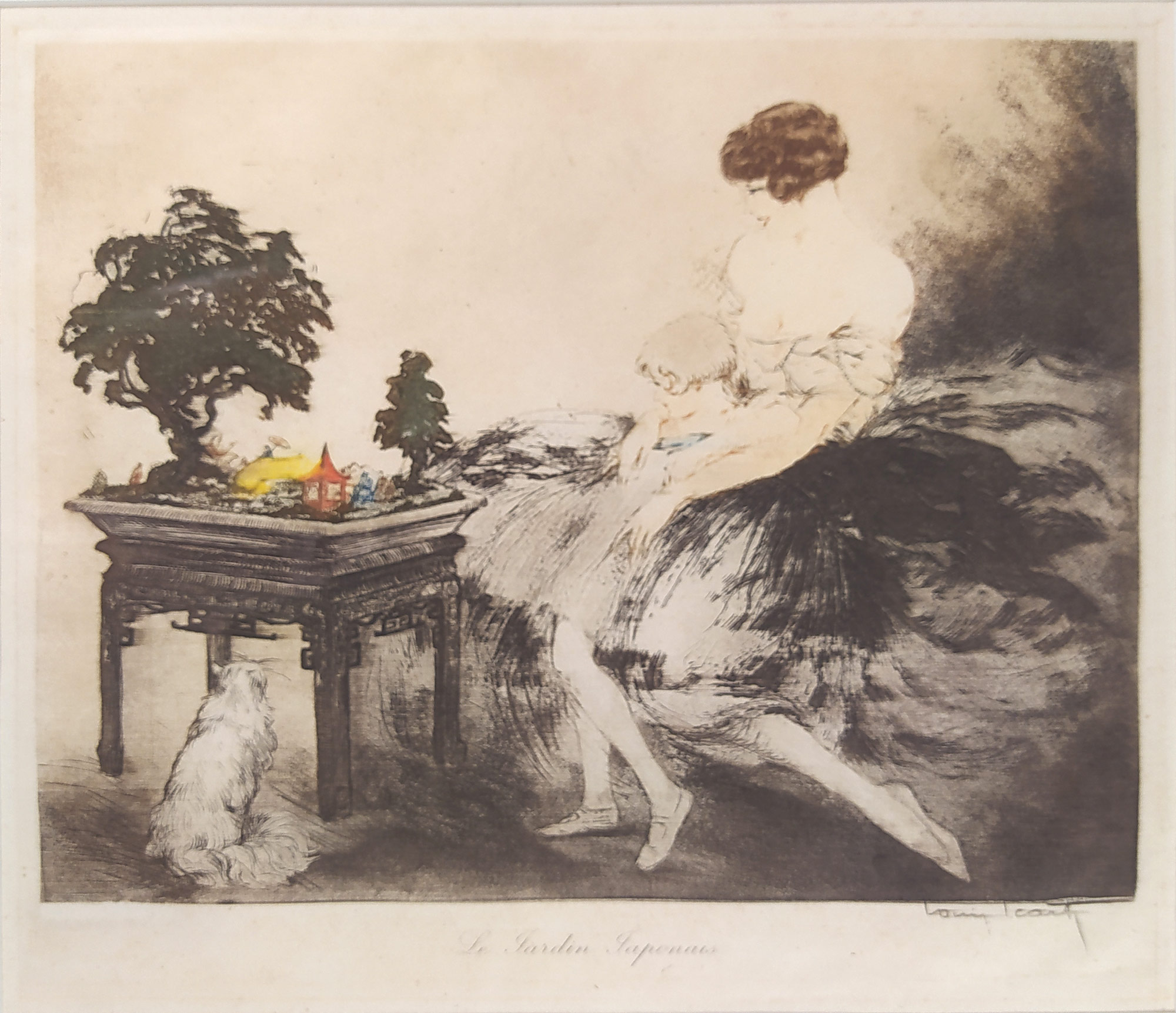 Icart Louis J. L. – Le Jardin Japonais, kolorovaný lept a akvatinta, 1932