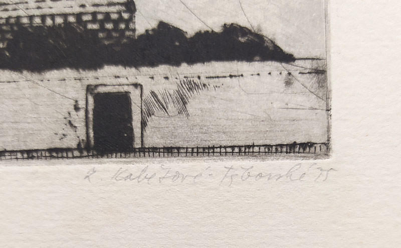 Kabátová-Táborská Zdena – Vzduchoplavec, původní lept, autorský tisk, 1975