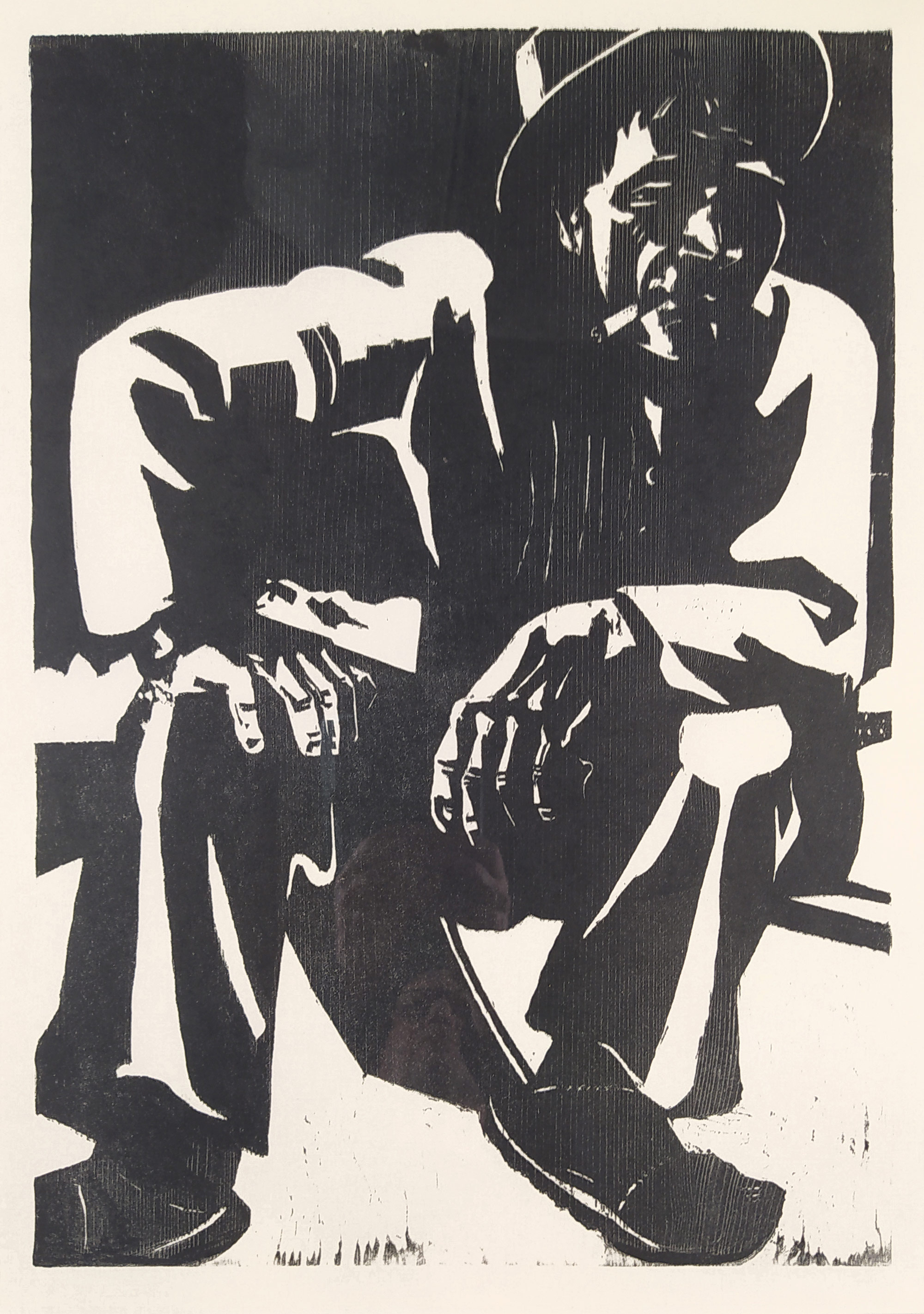 Schulze Fritz – Španělský silniční dělník, původní dřevoryt, 1936