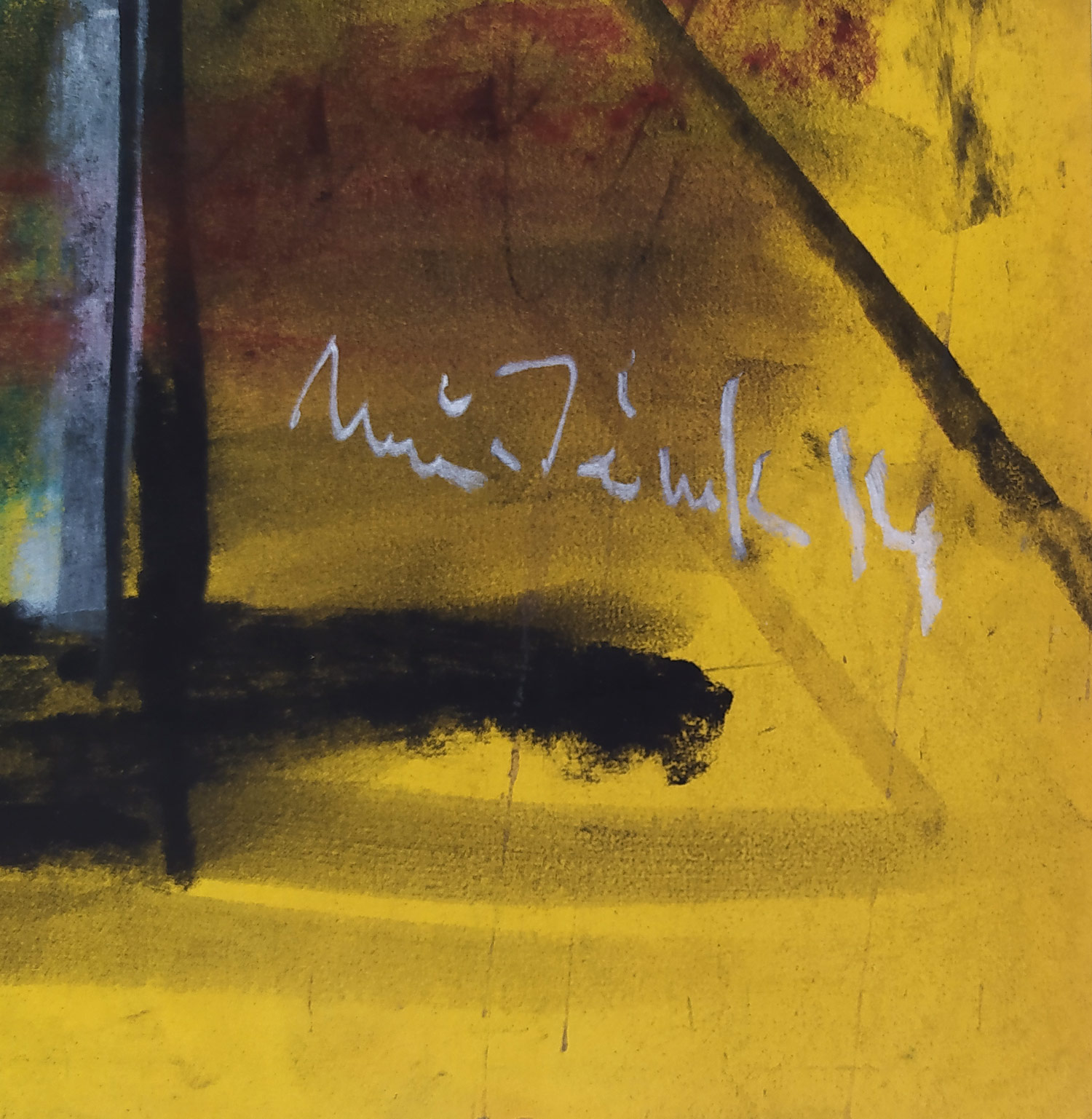 Měšťánek Tomáš – V hospodě, velkoformátová malba suchým pastelem, 2014