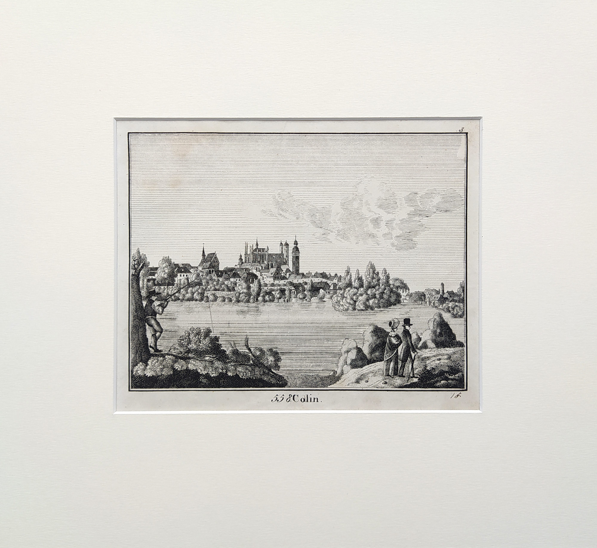 Kolín – „Colin“, Carl Hellfarth, původní litografie, 1833