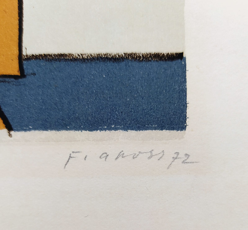 Gross František – Strojek, původní barevná litografie, číslováno 7/57, 1972