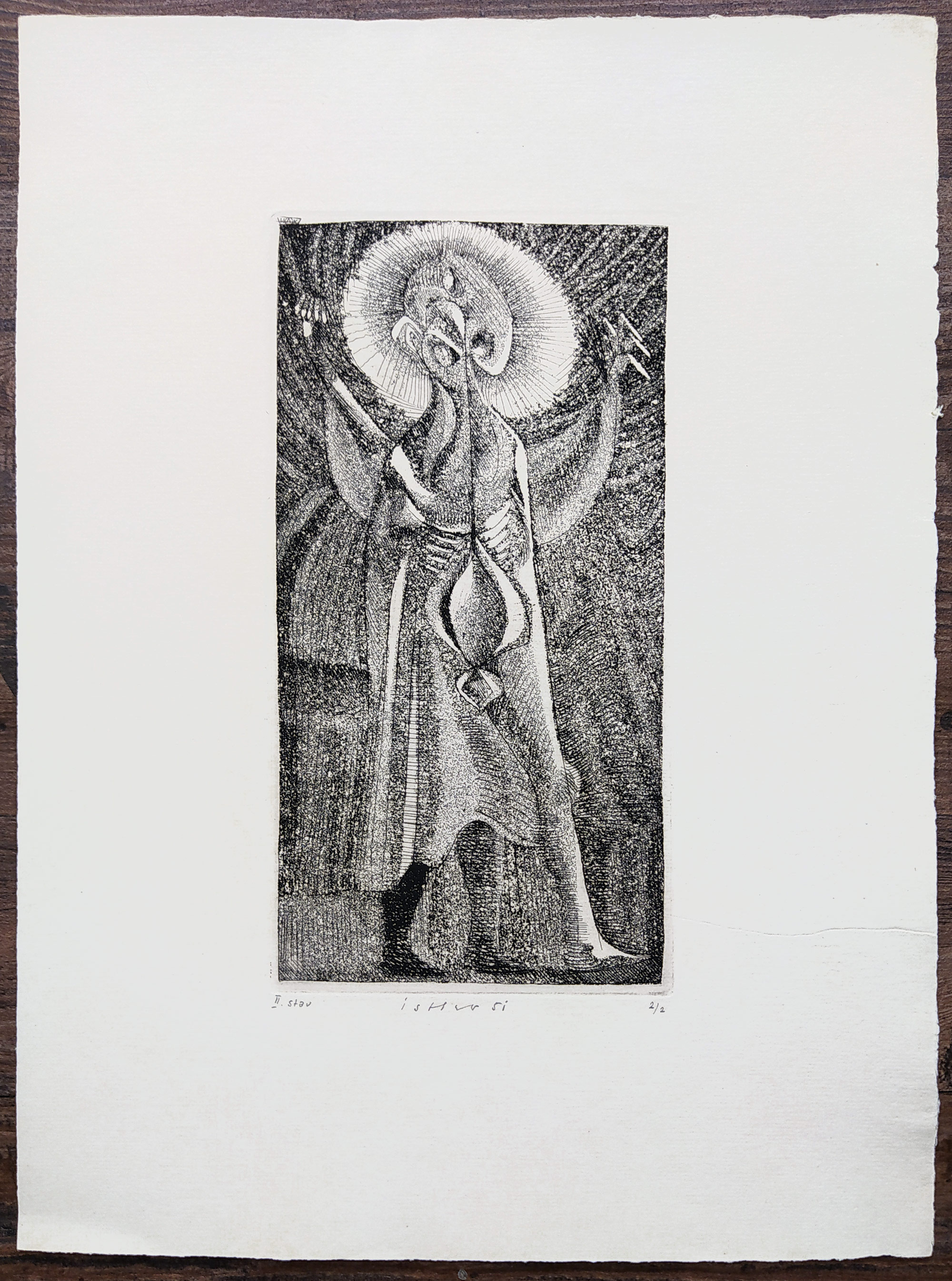 Istler Josef – Bez názvu, původní lept, II. stav, číslováno 2/2, 1951