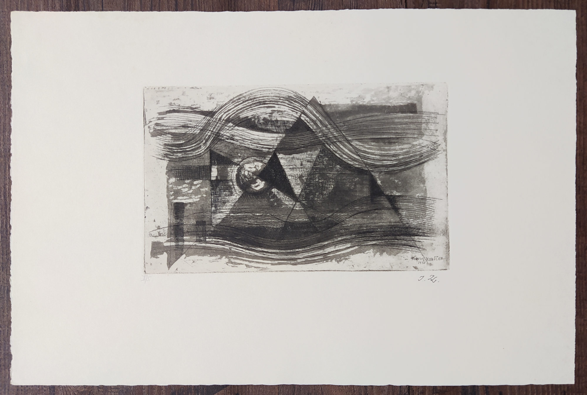 Kubíček Jánuš – Bez názvu, kombinovaná technika, číslováno II./5, 1971